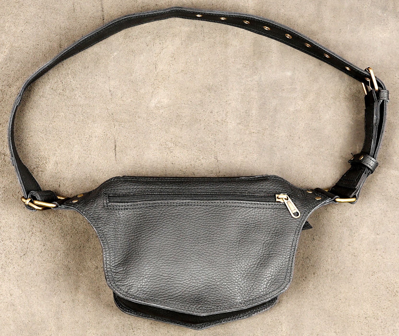 Genuine Leather Fanny Pack with Labradorite Accent