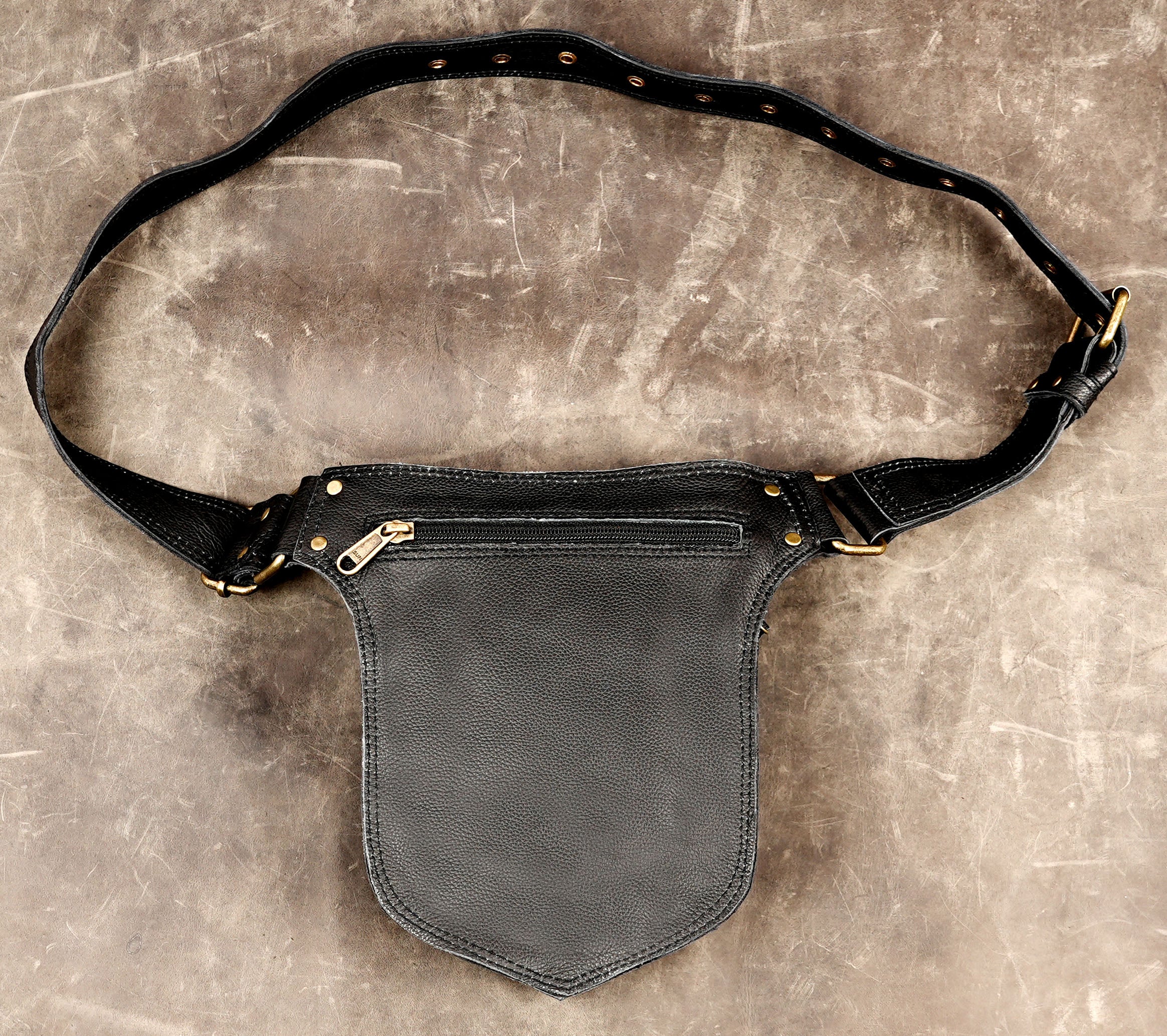 Handmade gothic leather waist accessory with studs