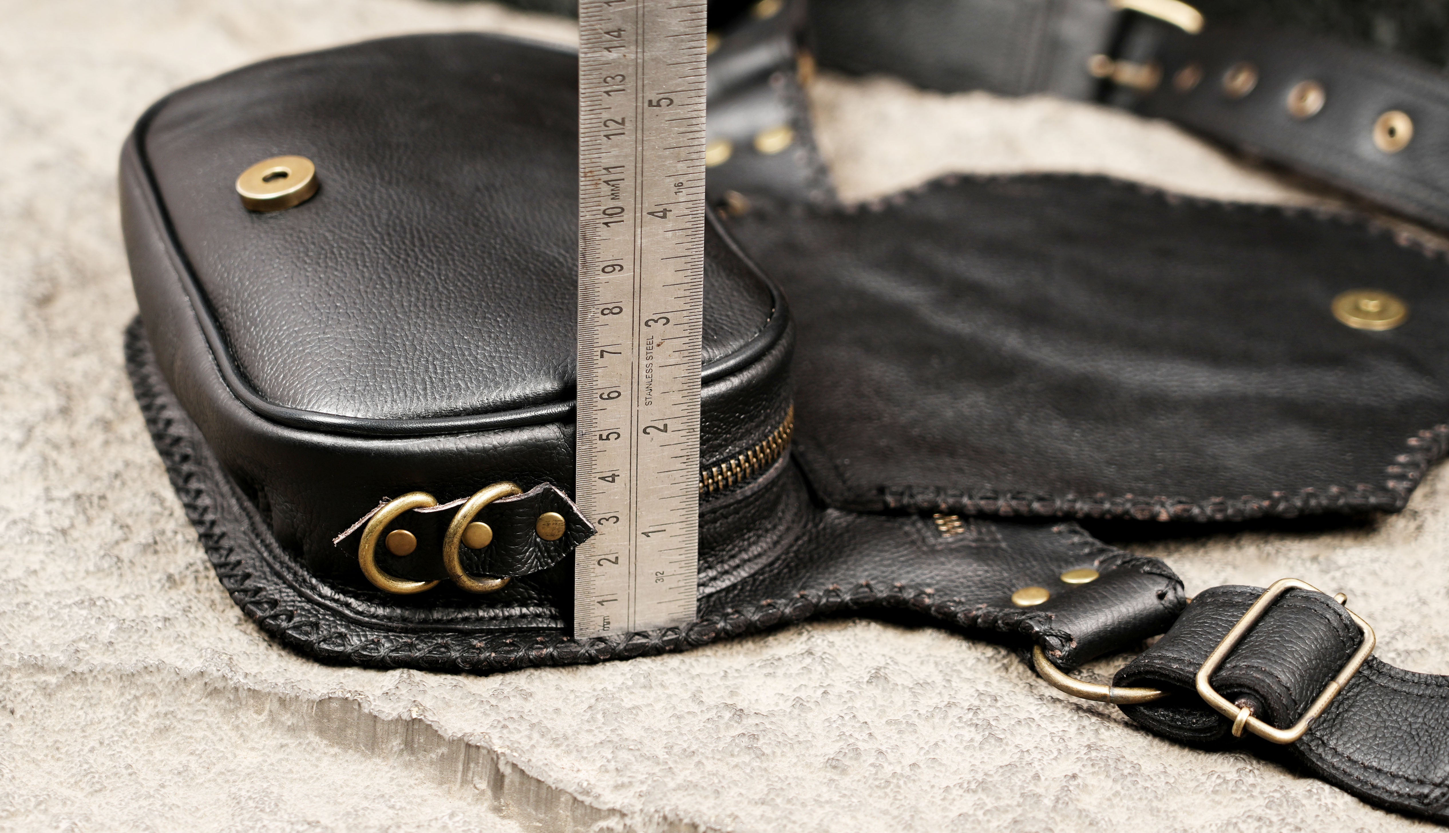 Unisex handmade leather festival waist pouch design