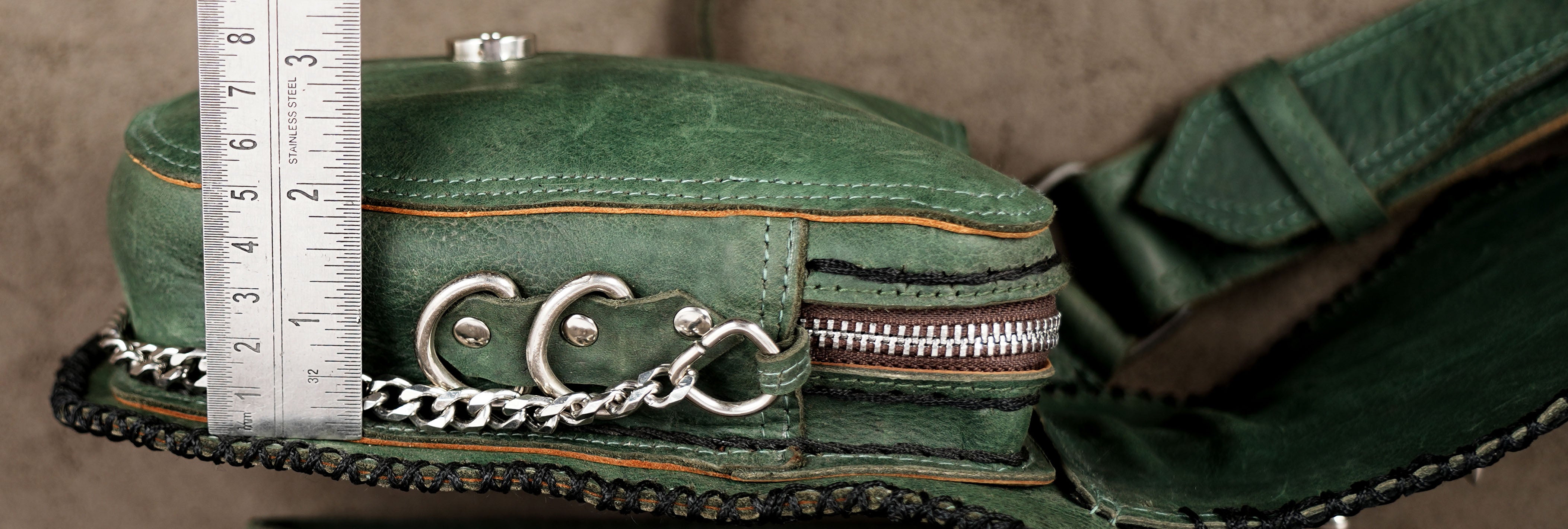 Alternative fashion waist bag with textured leather