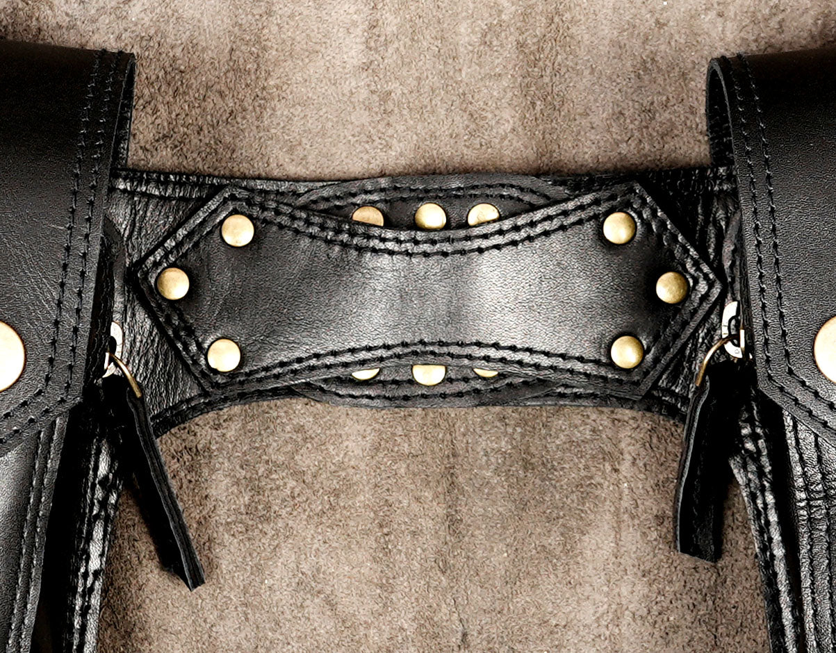 Leather utility belt with lace up pouch details