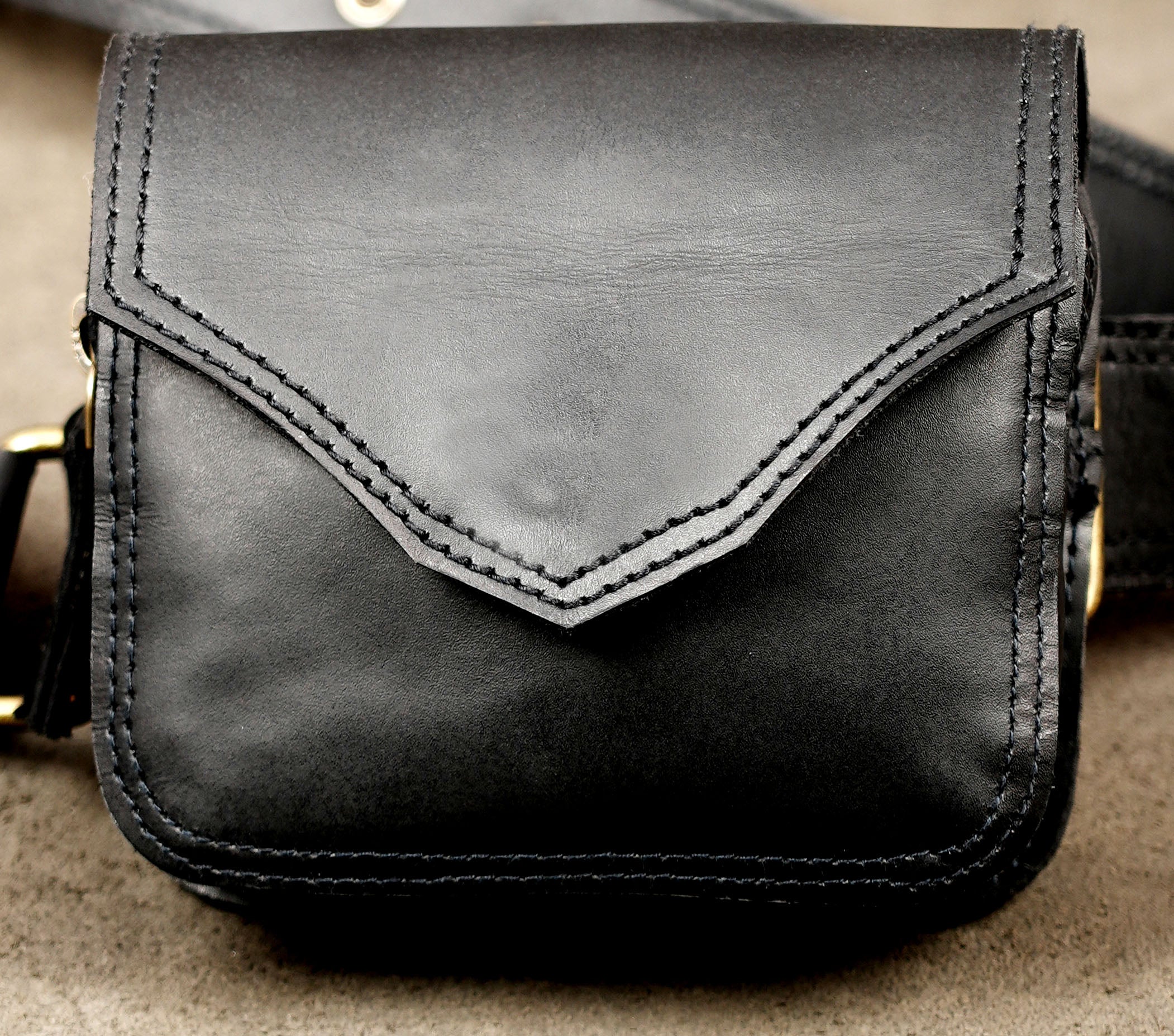 Handmade leather utility belt with large front pouch