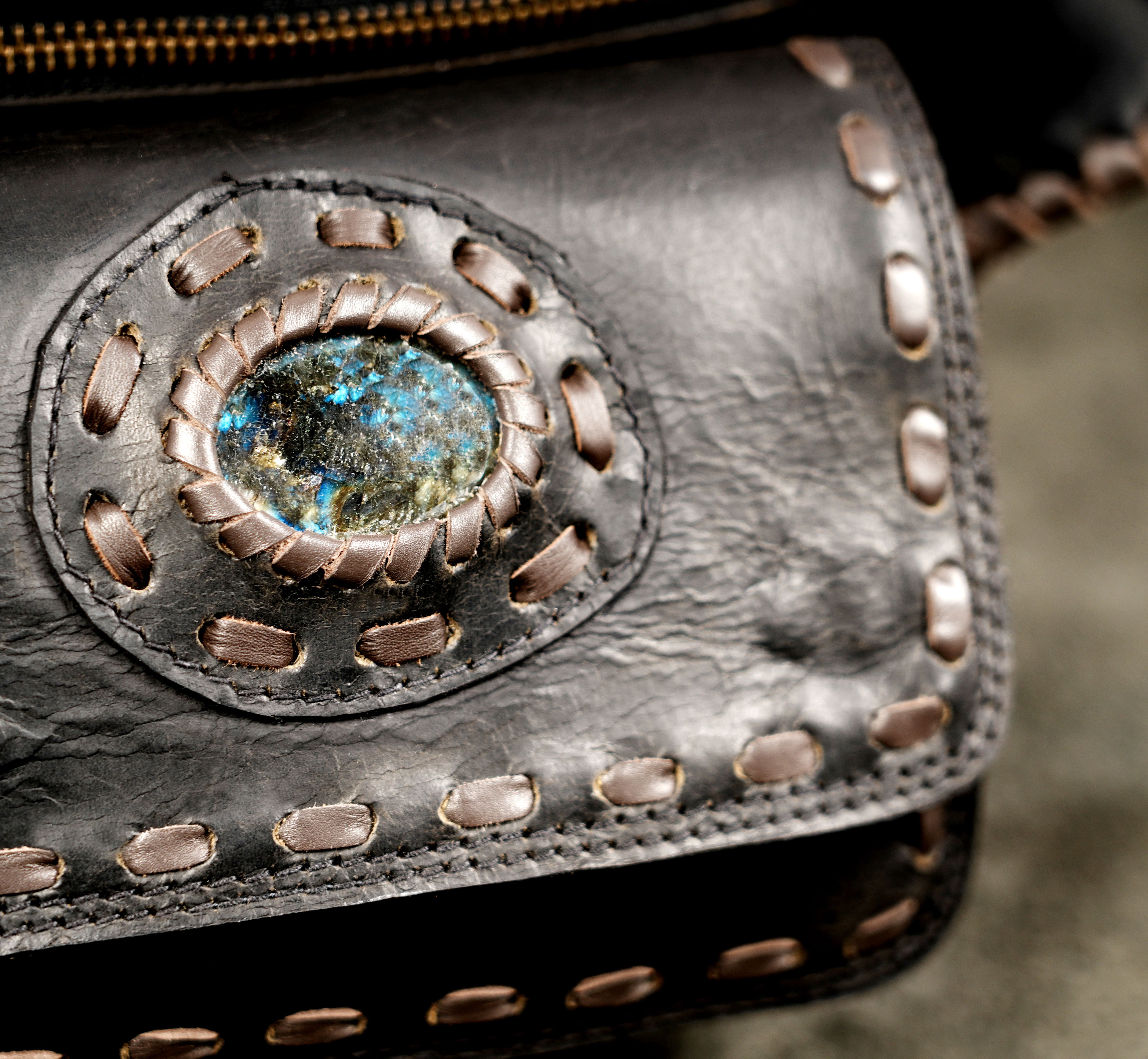 Gothic leather waist belt with pouch