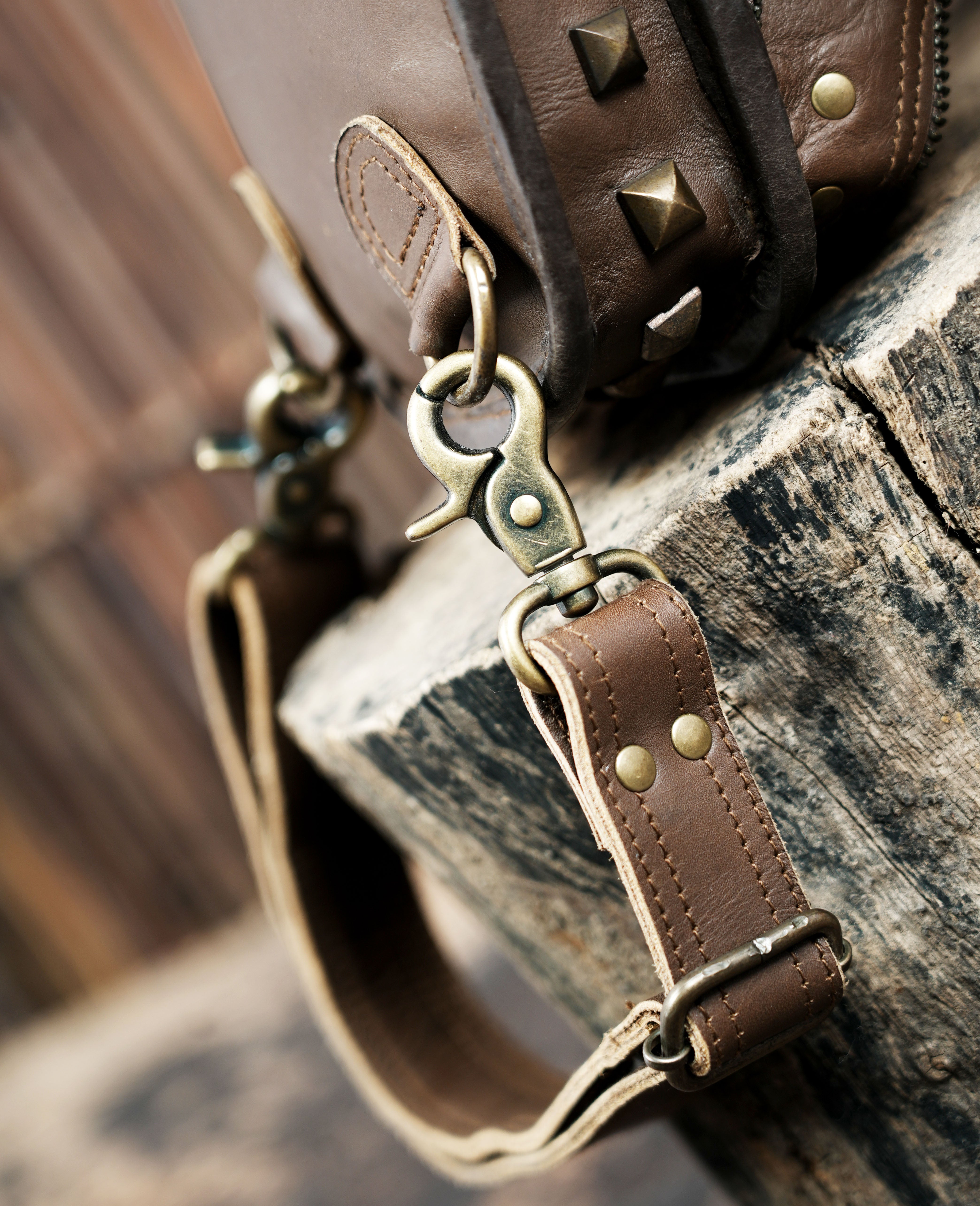 Leather waist and thigh belt with front utility pouch