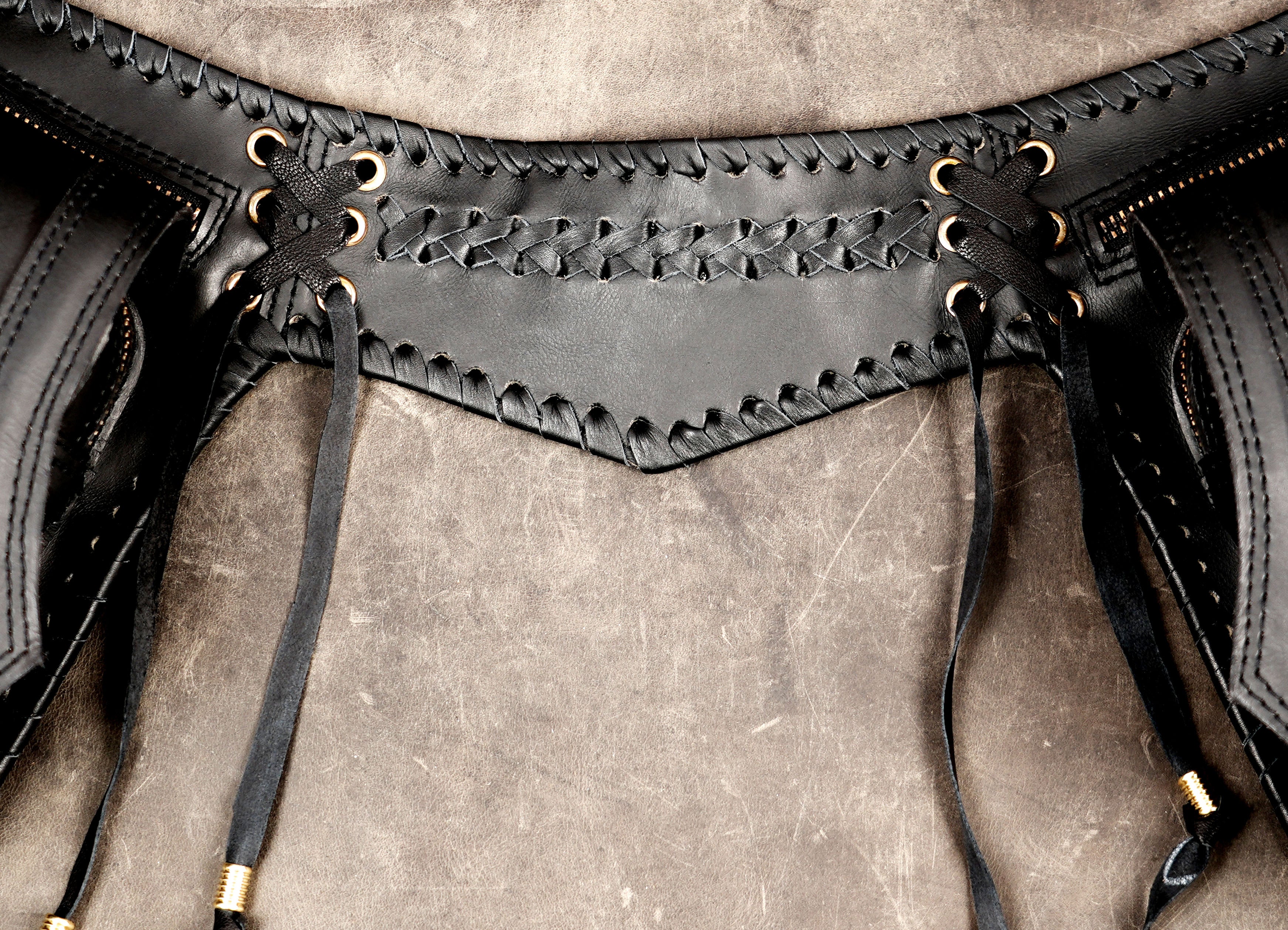 Leather utility hip pouch for festivals and travel