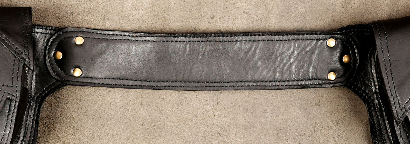 Handmade leather belt pouch with antique brass studs