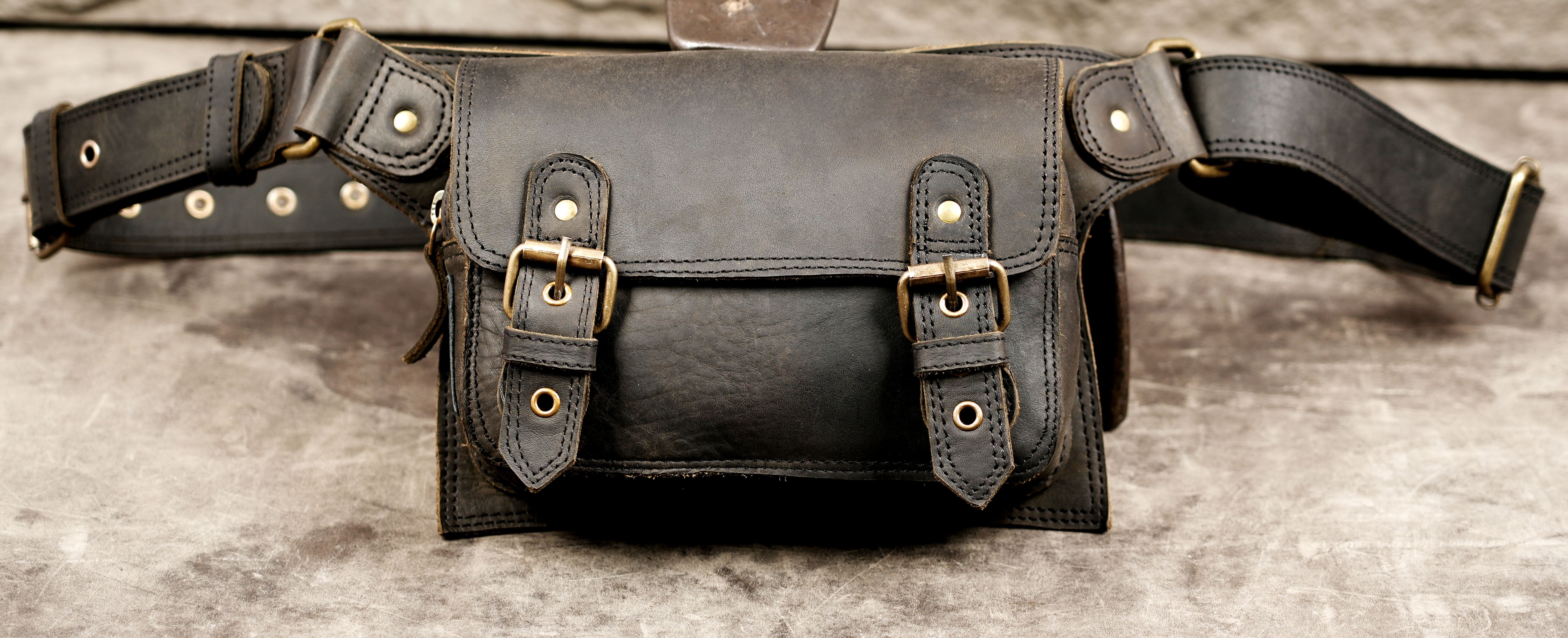 Handmade western inspired leather waist belt