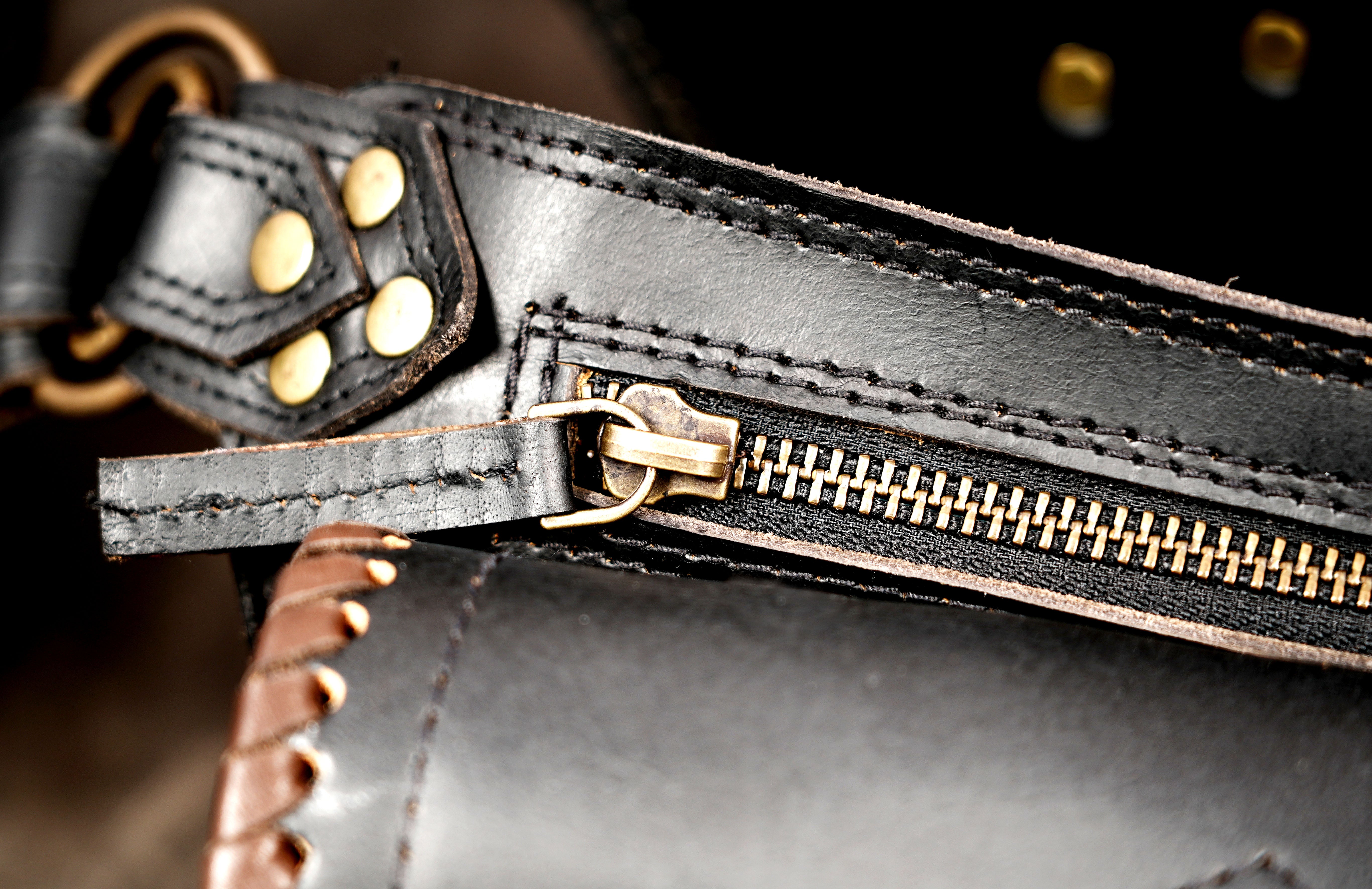 Leather festival belt with stone detail