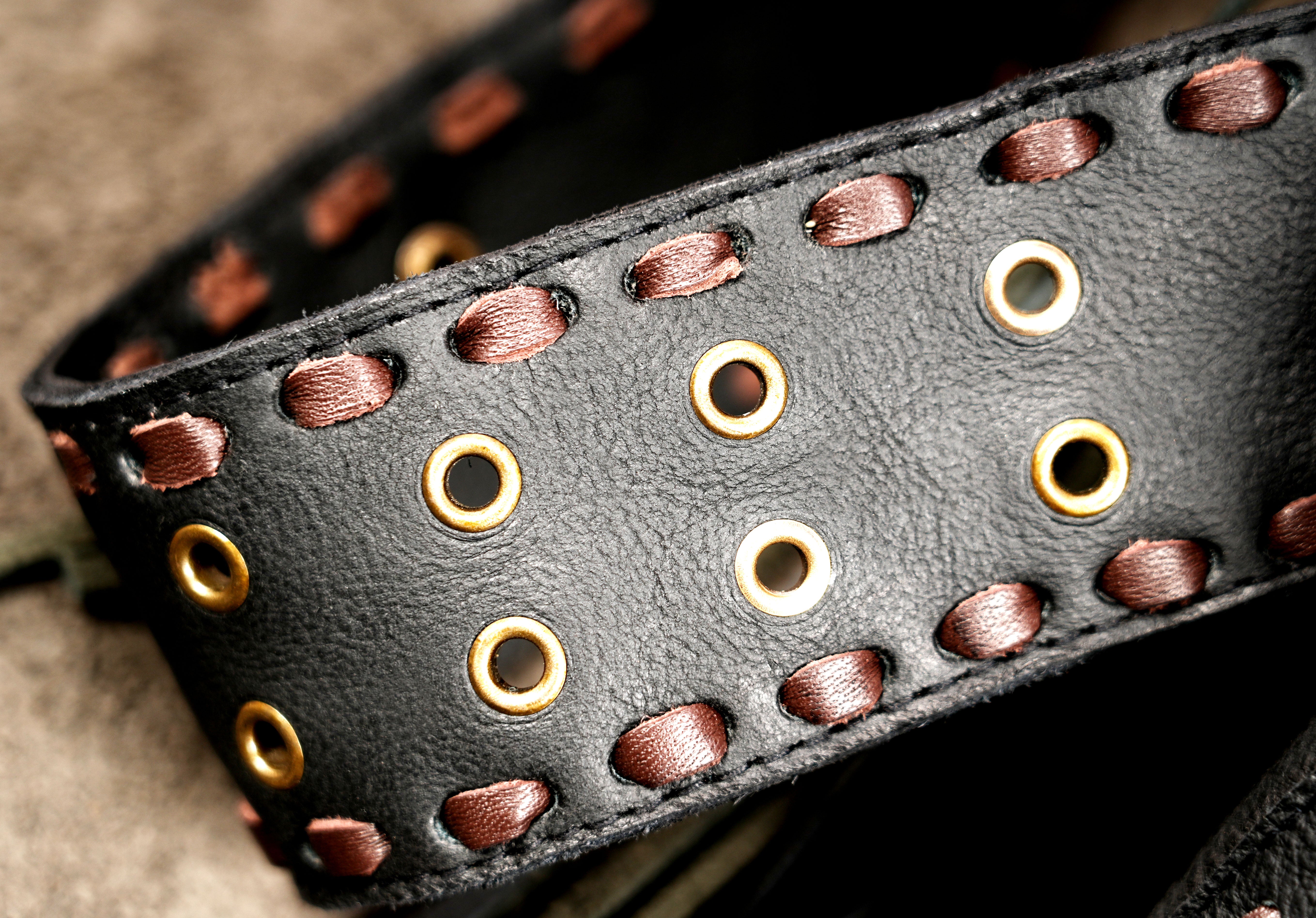 Black Leather Fringe Waist Belt Bag with Cow Print Detail and Antique Brass Hardware