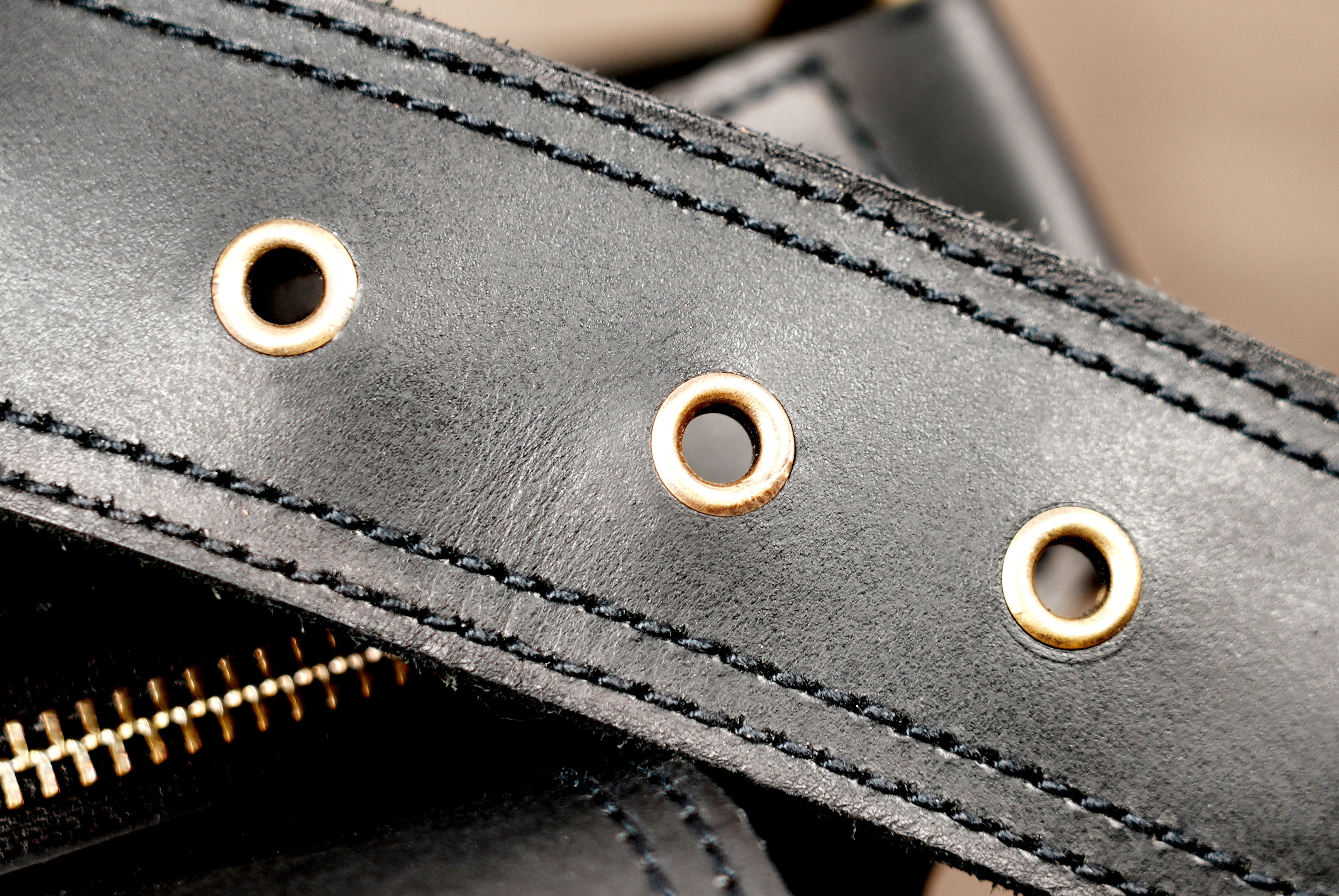 Leather waist pouch with adjustable buckle strap