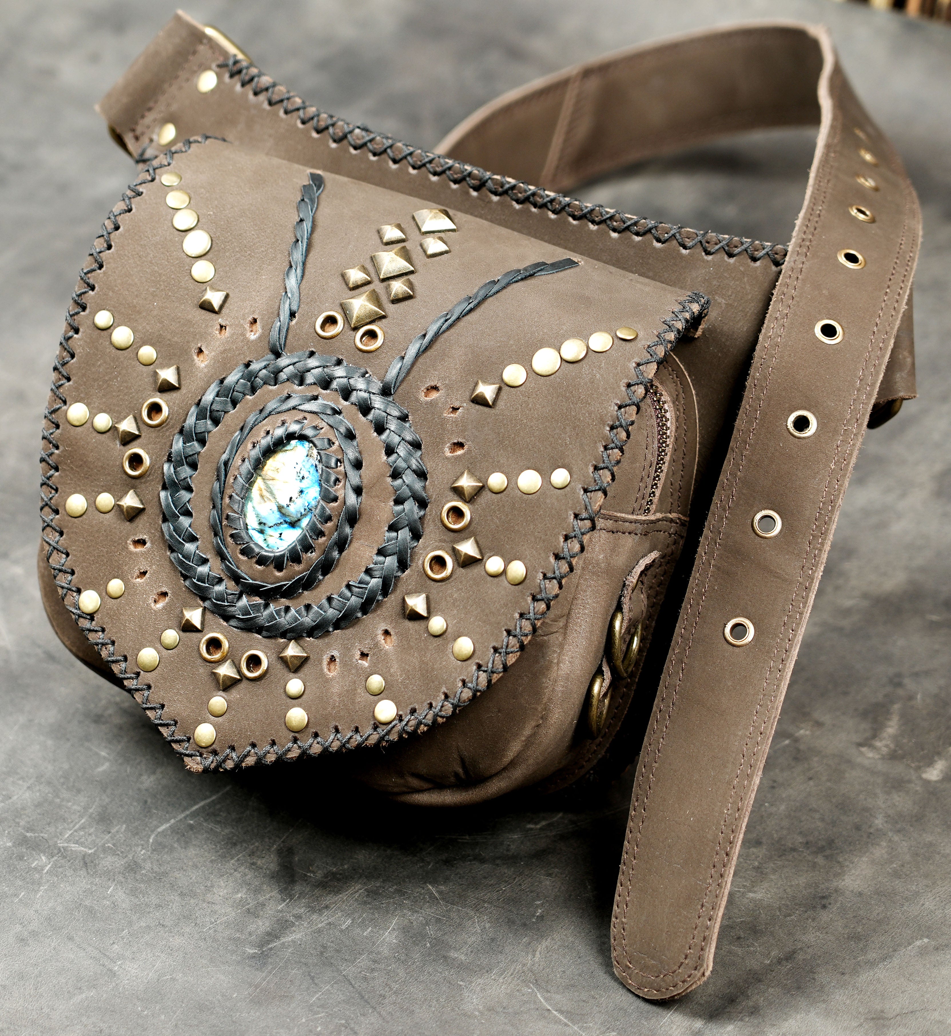 Handcrafted leather belt bag for festival and travel wear