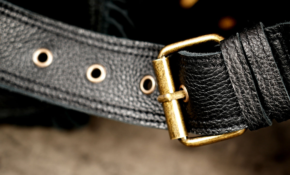 Rustic leather festival waist accessory with fringe