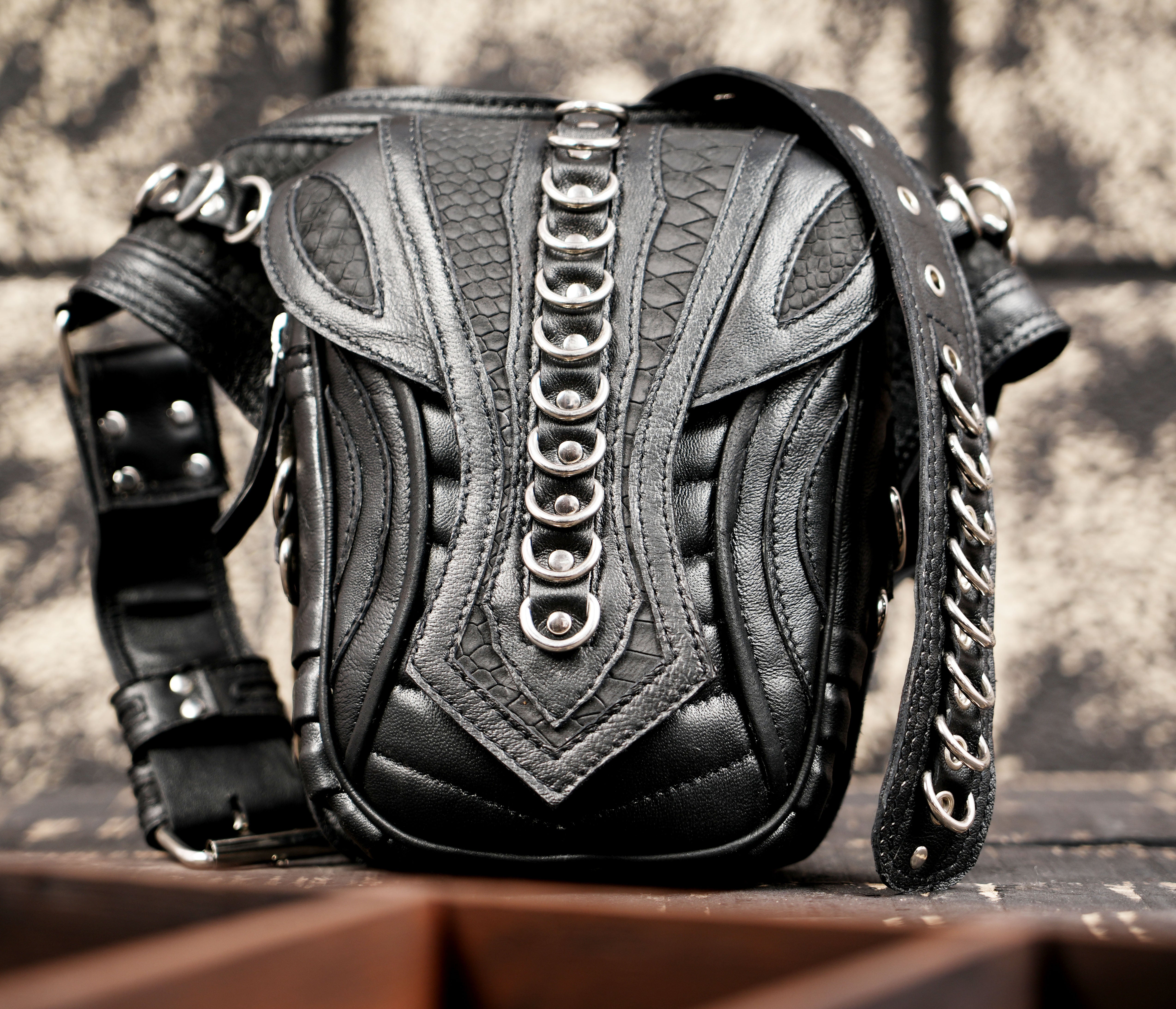 Handmade Black Leather Waist Belt with Front Utility Pouch | Adjustable Leather Belt Bag | Gothic Festival Travel Leather Belt (LT/NS/WB/6032)