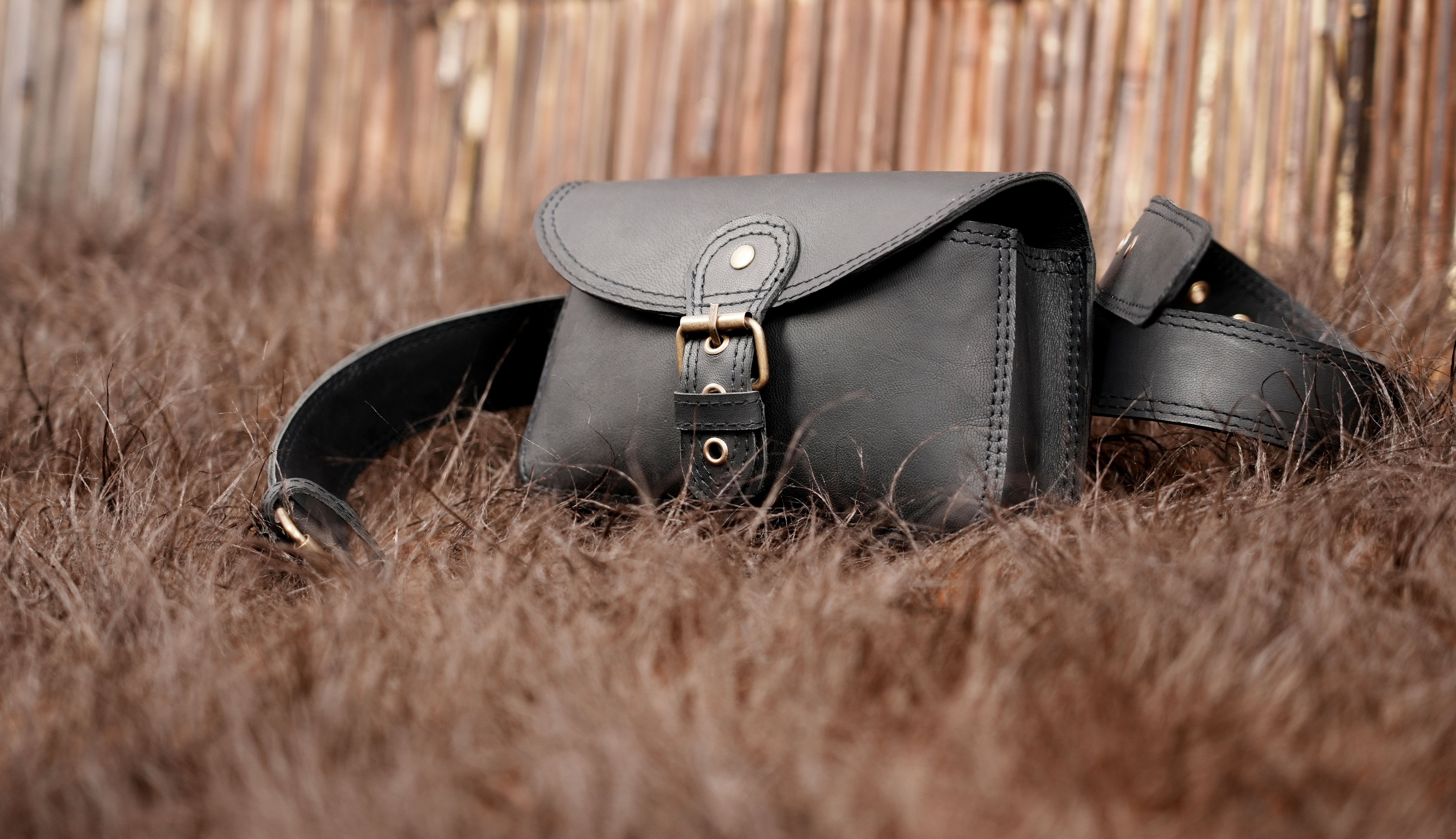 Black Leather Utility Pouch