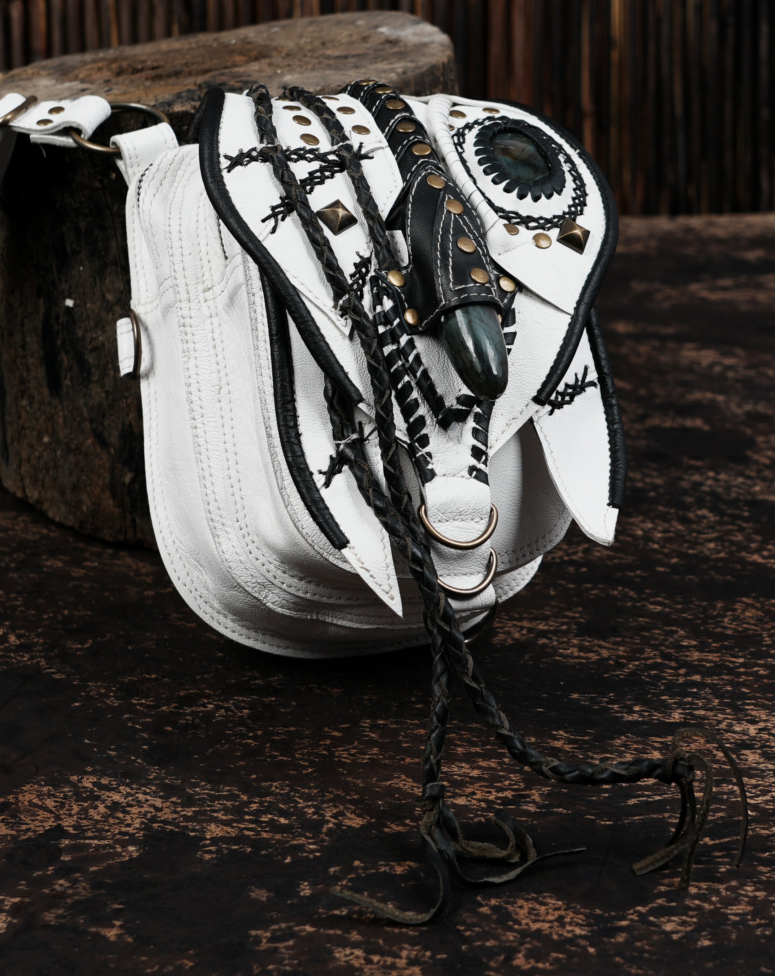 White leather utility holster set with adjustable straps