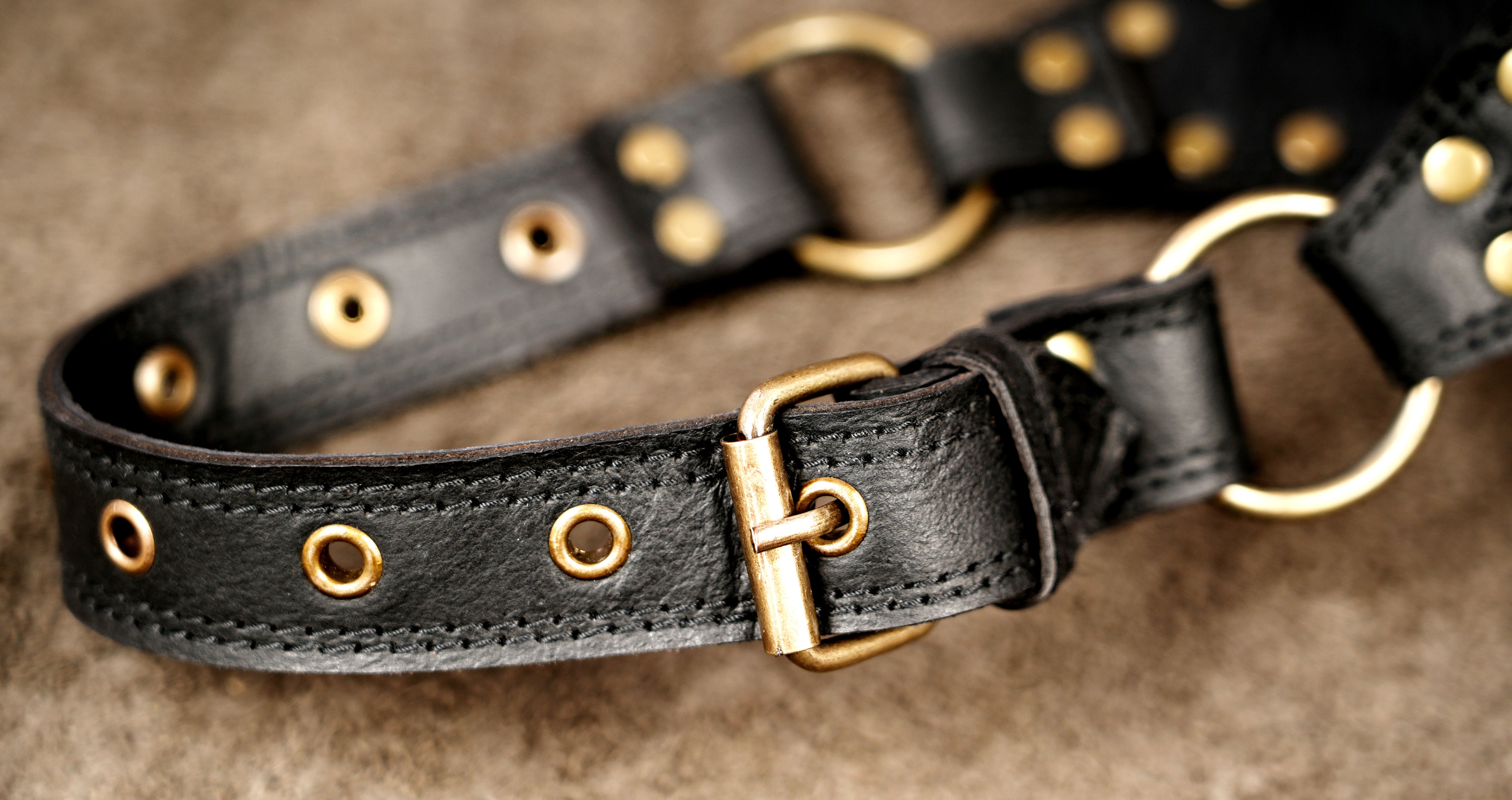 Artisan black leather utility waist bag for festivals and travel