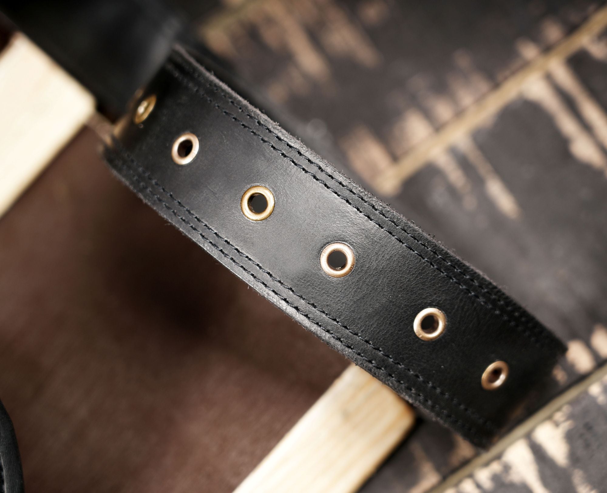 Handmade leather hip pouch front view