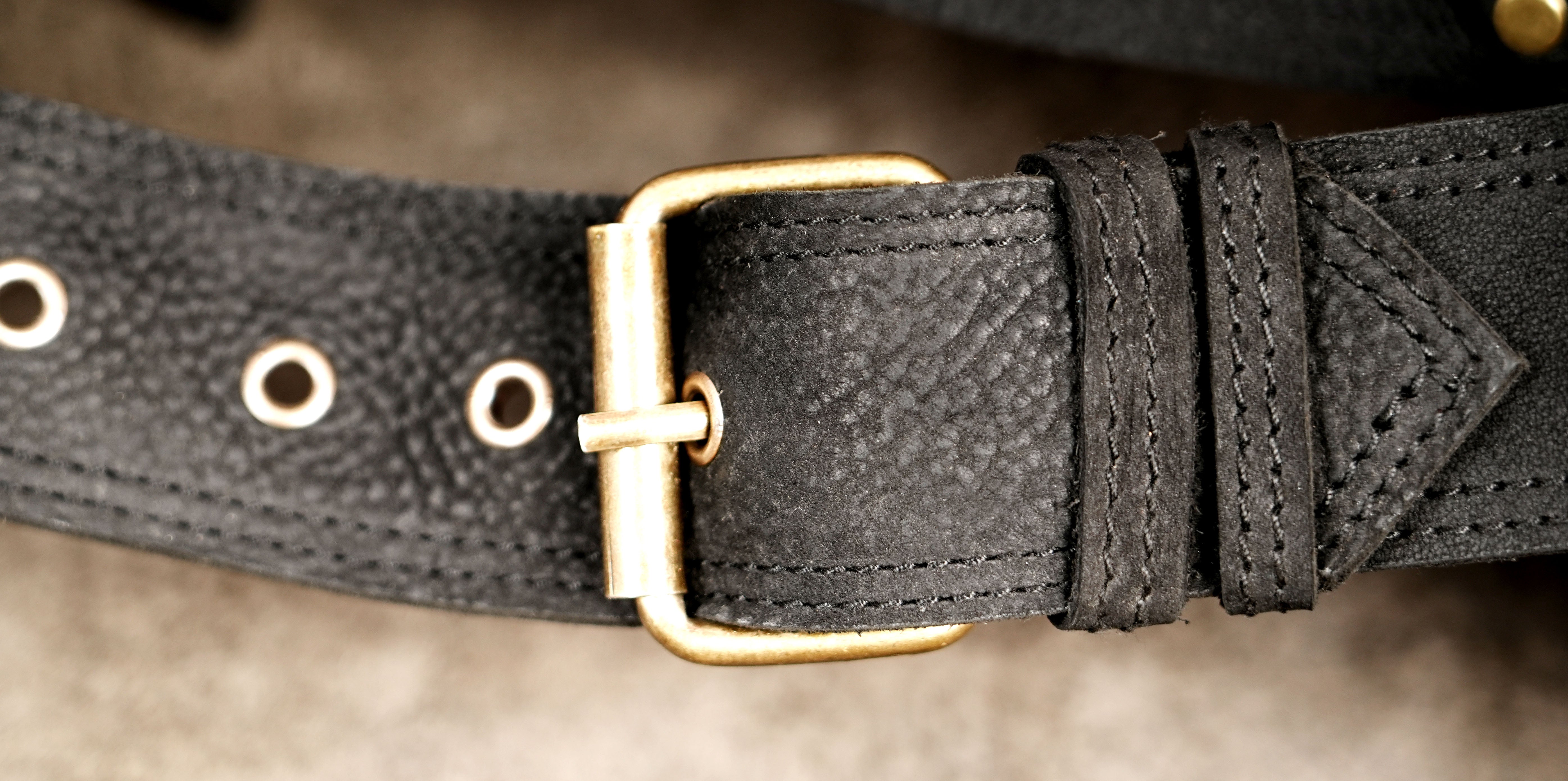 Gothic leather waist belt with multiple storage pouches