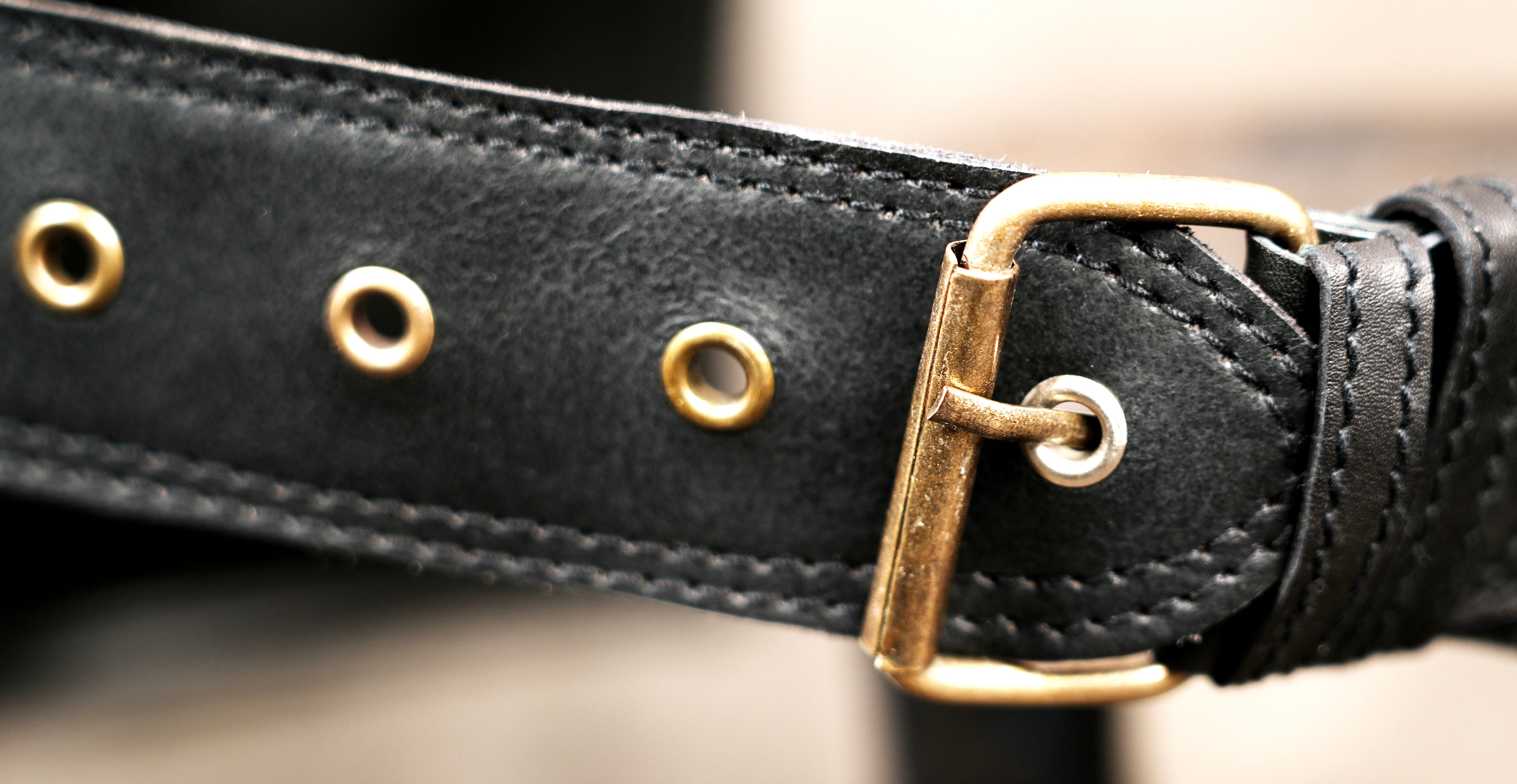 Steampunk leather utility belt with antique brass studs