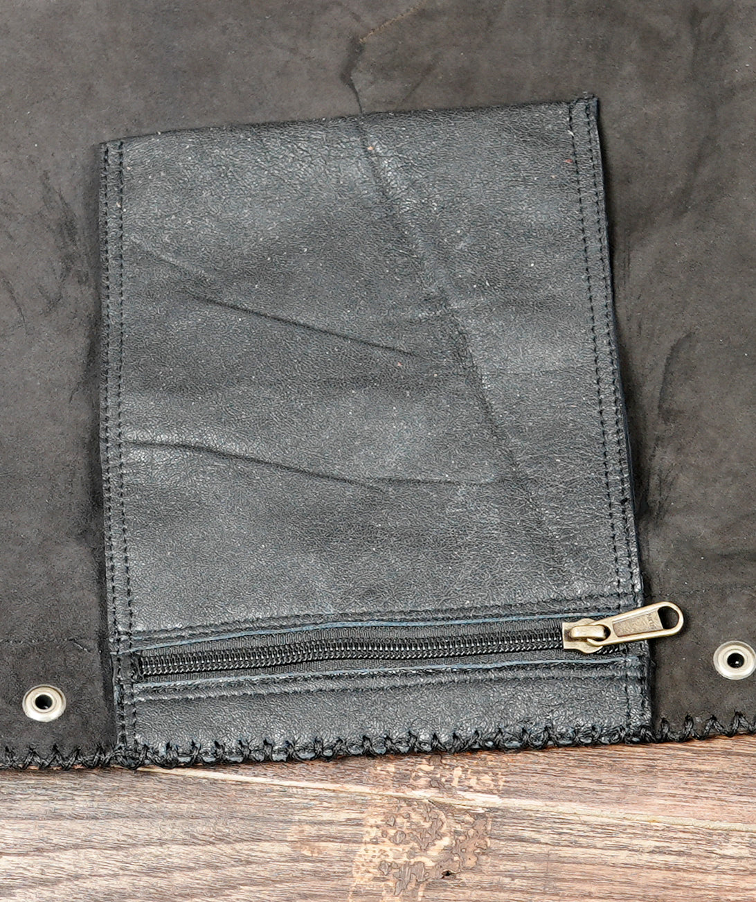 Adjustable leather wrap skirt with natural crystal stone