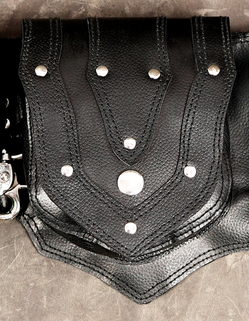 Adventurer belt with multiple studded pocket panels