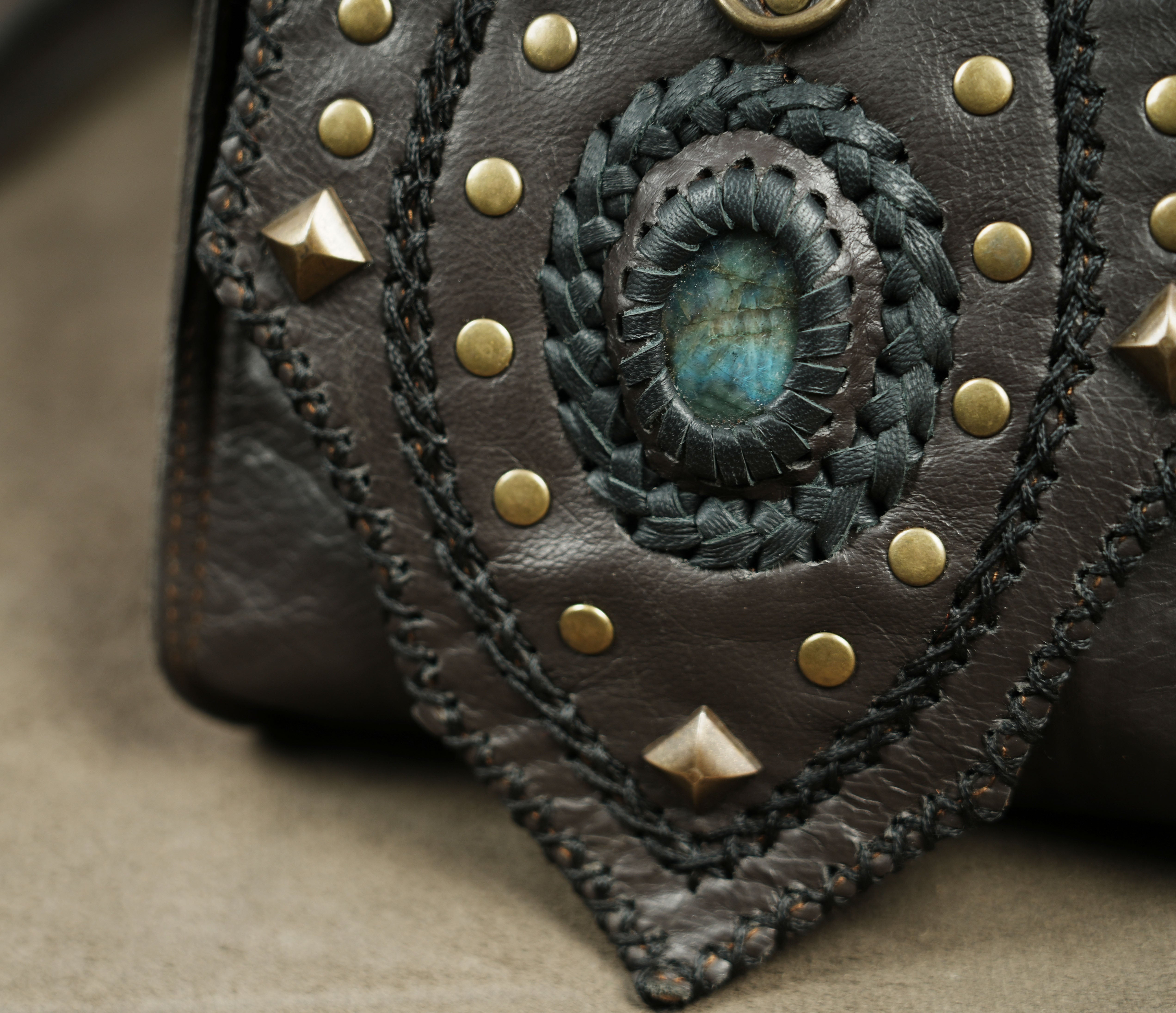 Adventurer harness with braided gemstone medallions