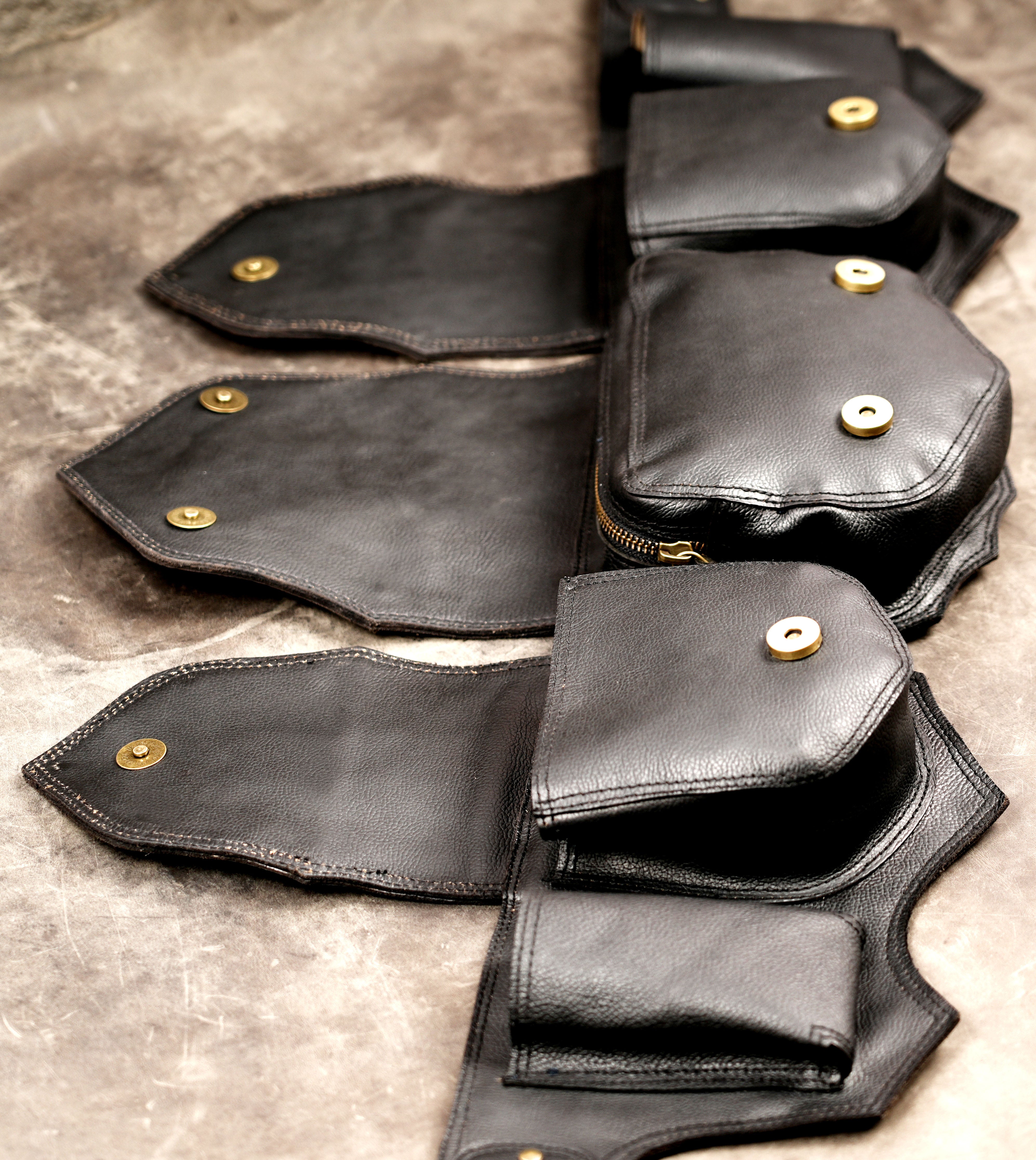 Artisan-made utility belt bag with crystal detail