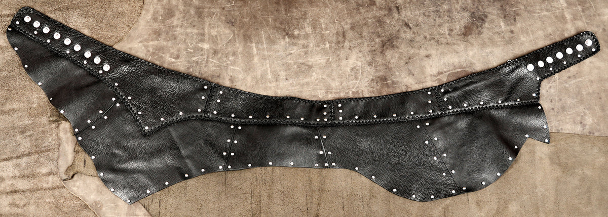 Asymmetric black leather wrap skirt for women