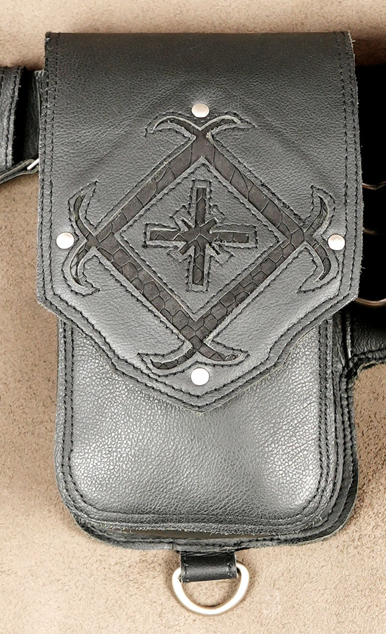 Battle ready leather utility belt, four pocket symmetry