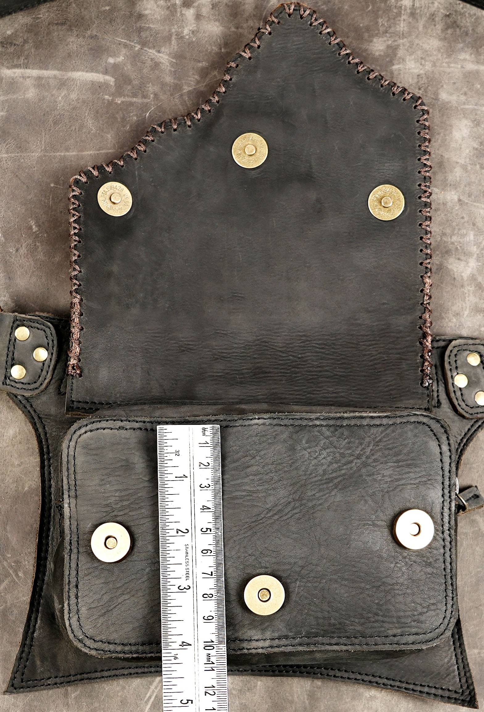 Black and brown festival belt pouch with practical storage