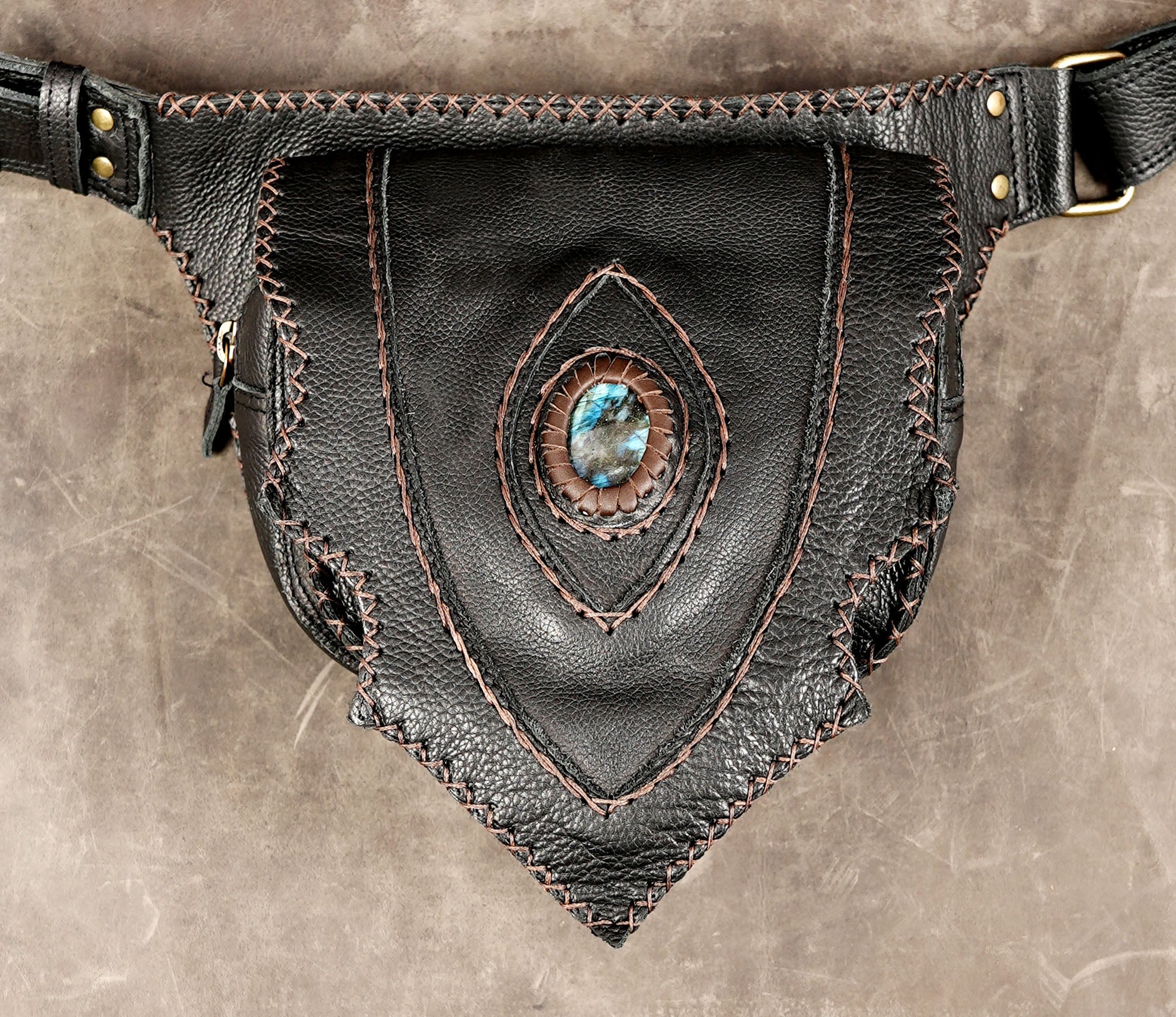 Black gemstone belt bag for travel and festivals