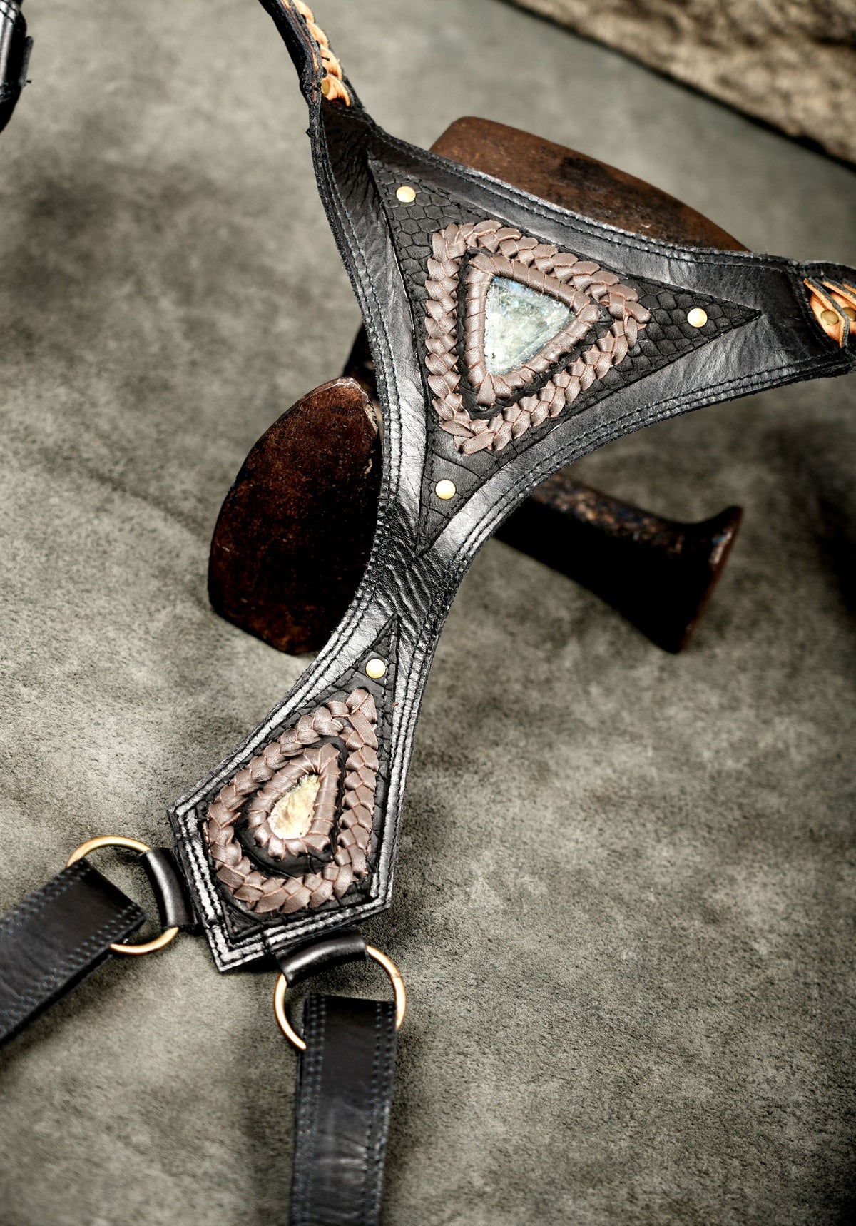 Black Leather Utility Harness for Rave Outfits and Alternative Streetwear