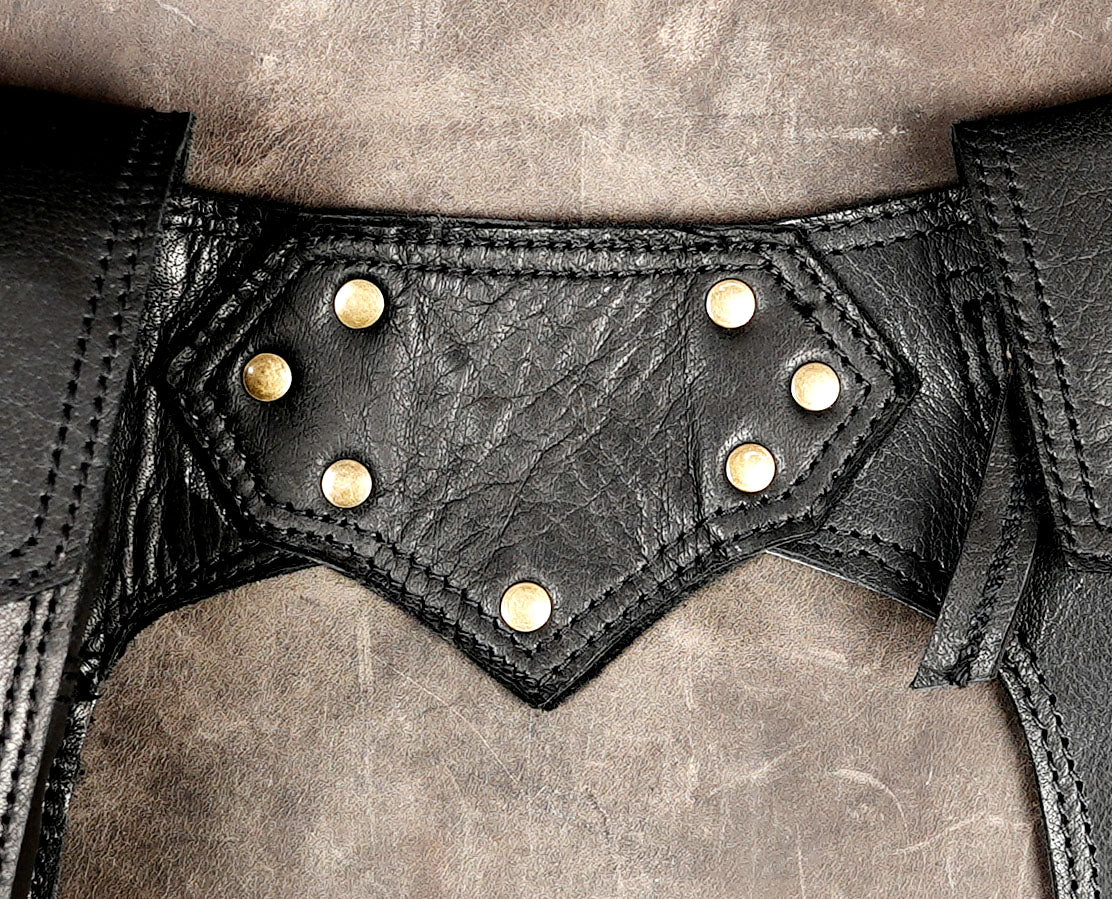 Black leather utility belt with multiple secure pockets