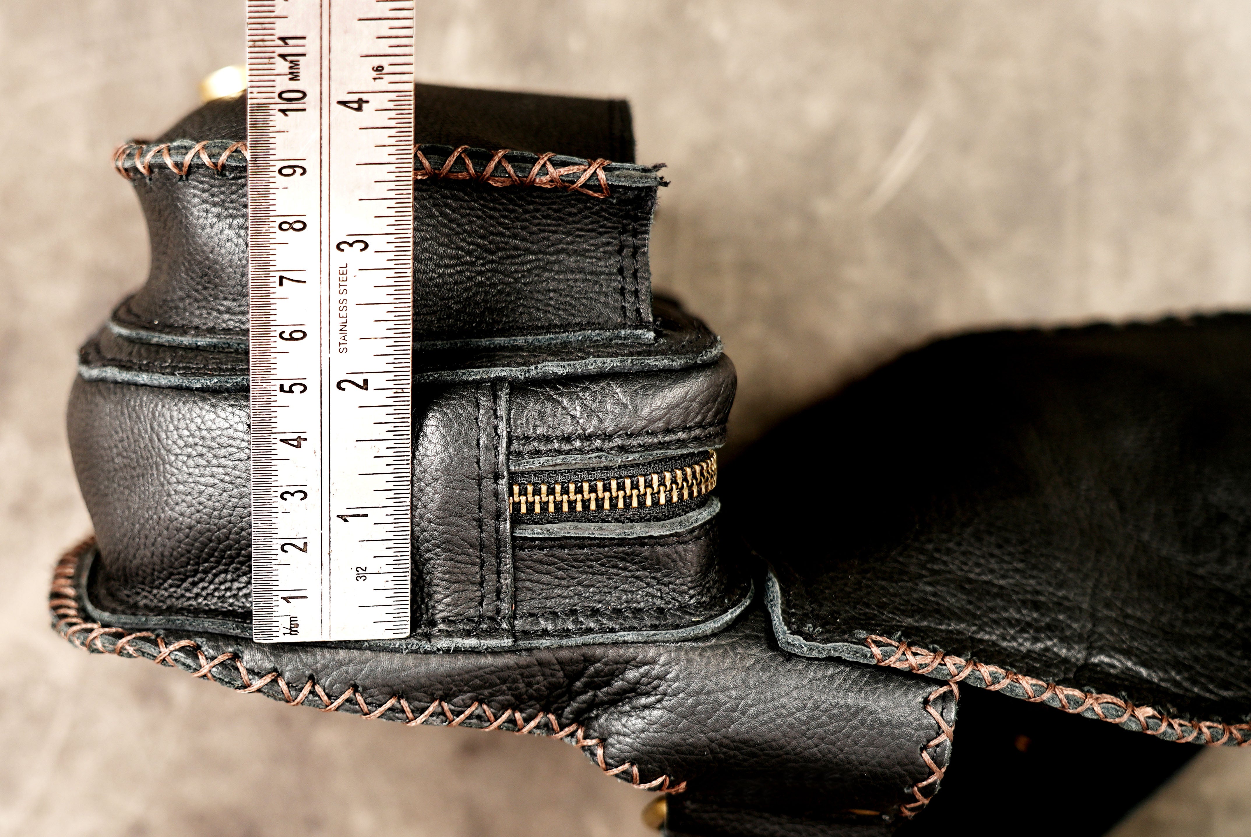 Black leather utility waist pouch for everyday wear