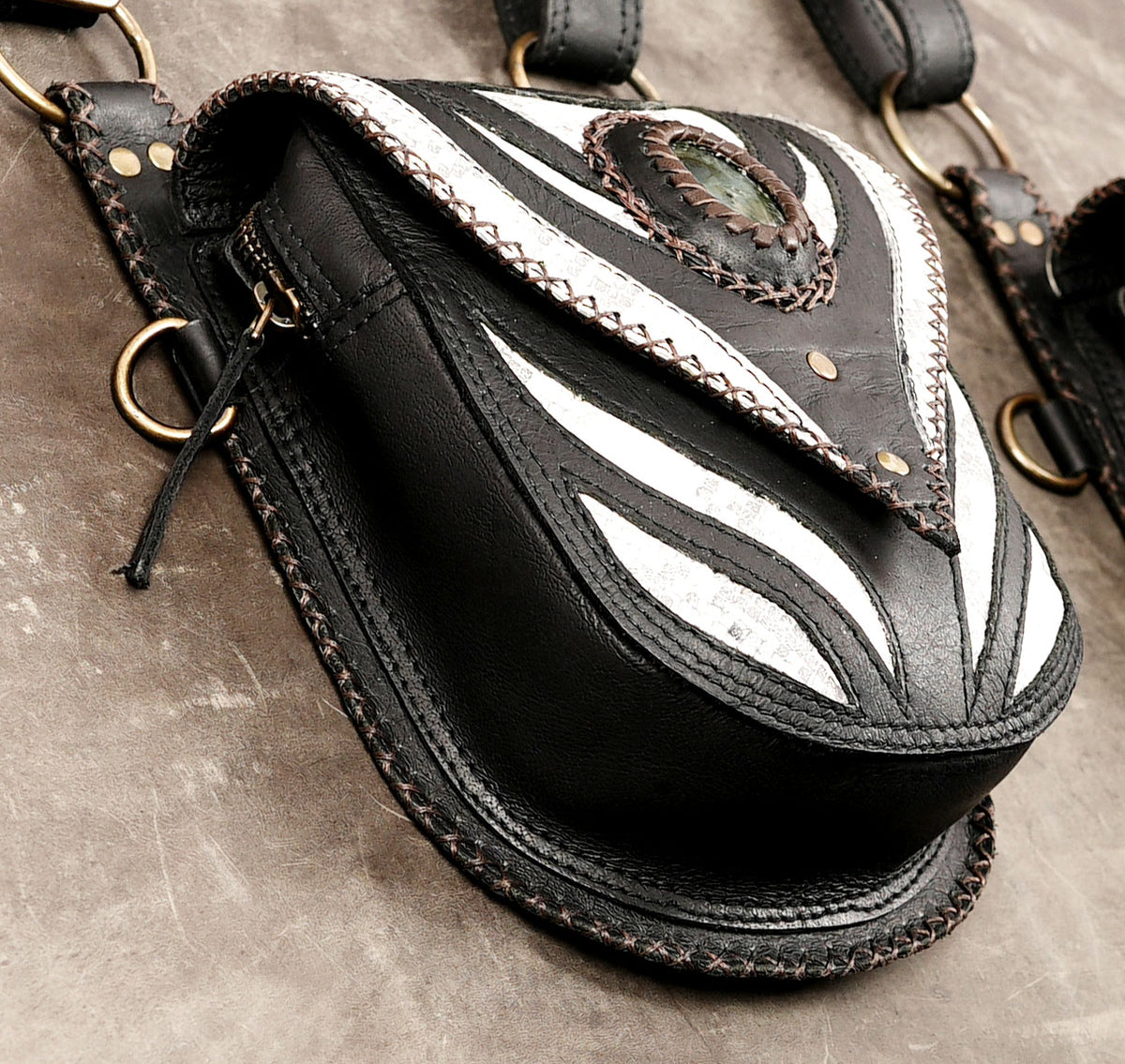 Alternative street style harness featuring dual waist pouches