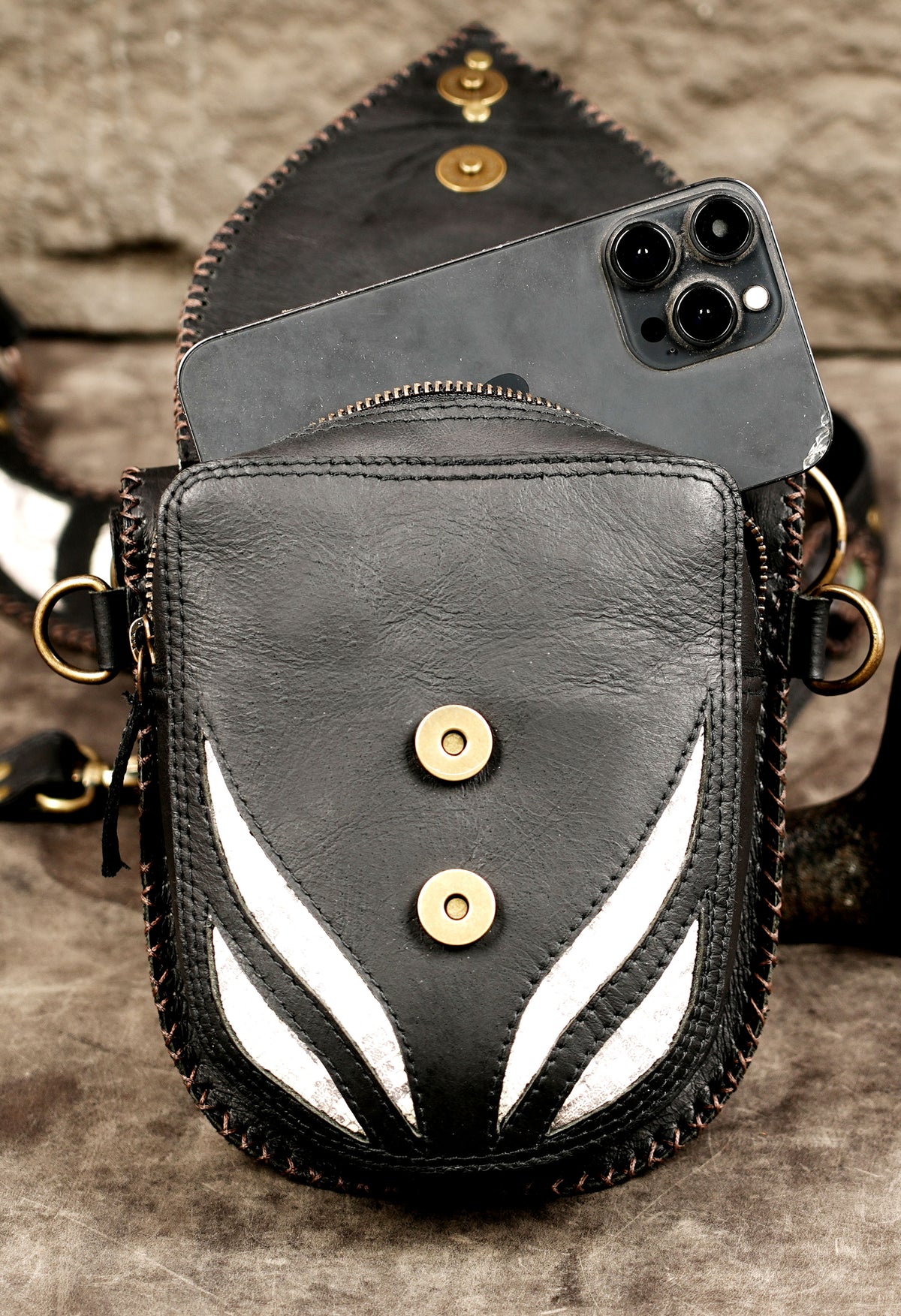 Unisex black dual holster utility bag for festivals and cosplay