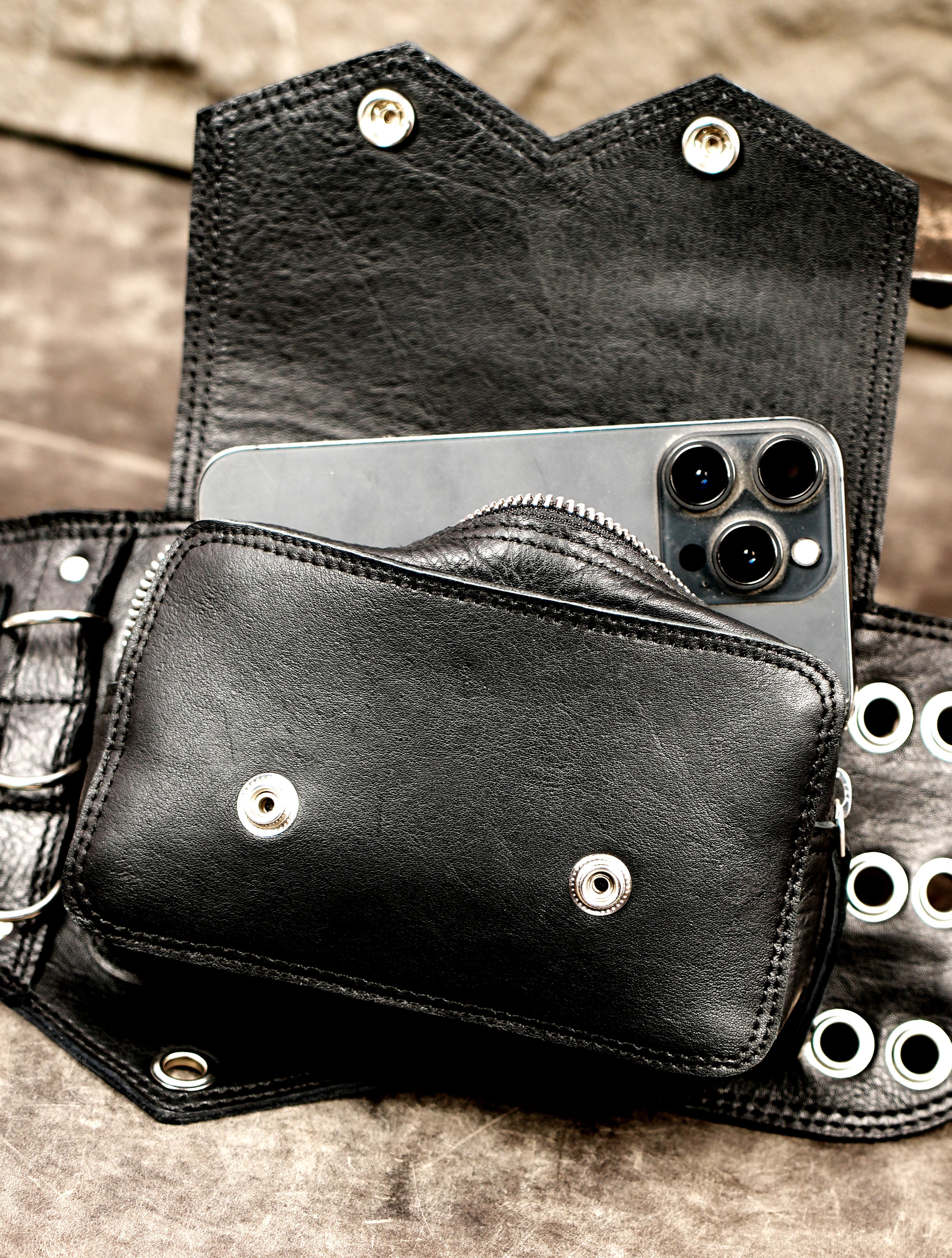 Boho festival leather belt with silver buckle detail