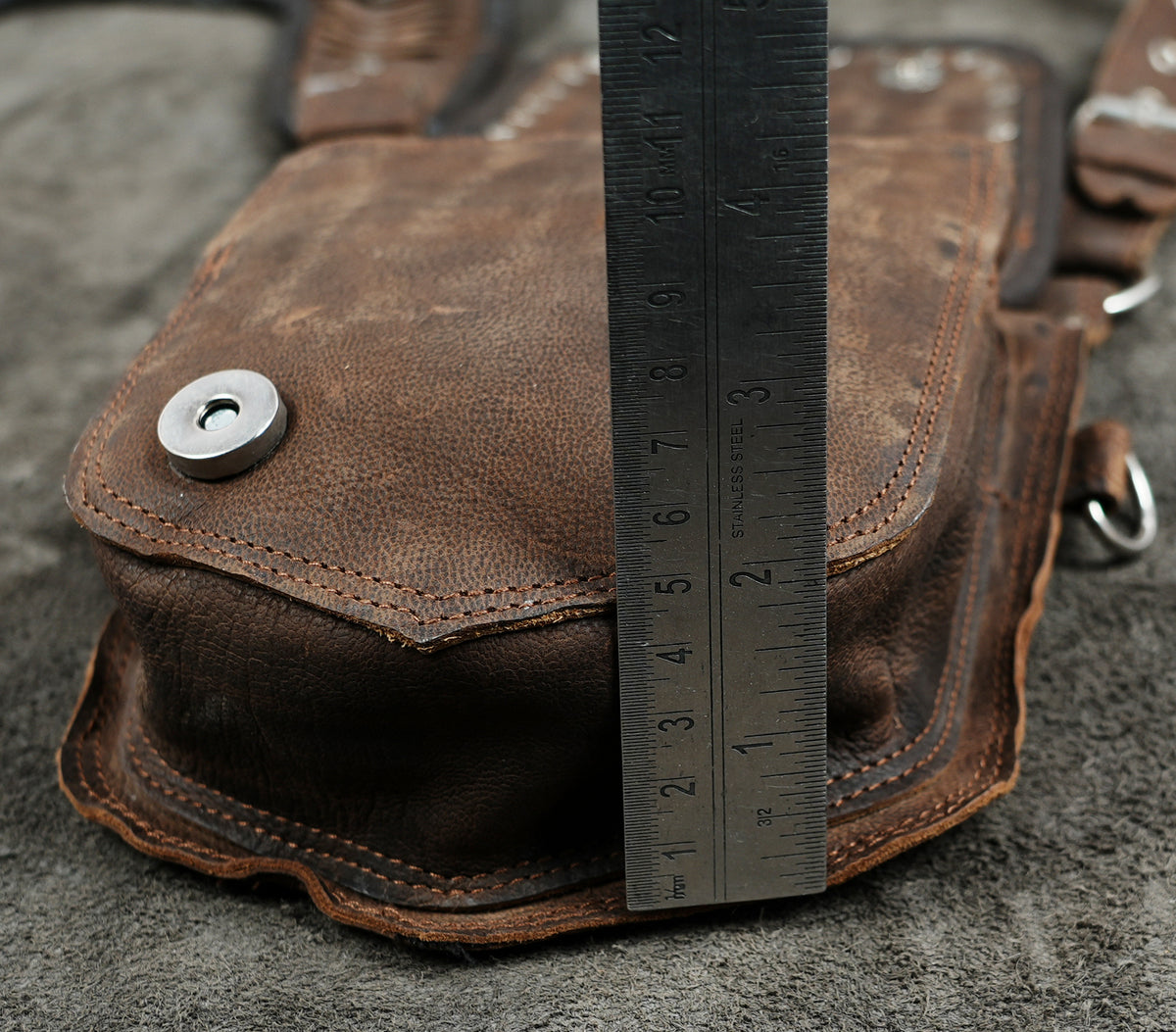 Brown Leather Holster Bag with Gemstones Unisex Steampunk Harness