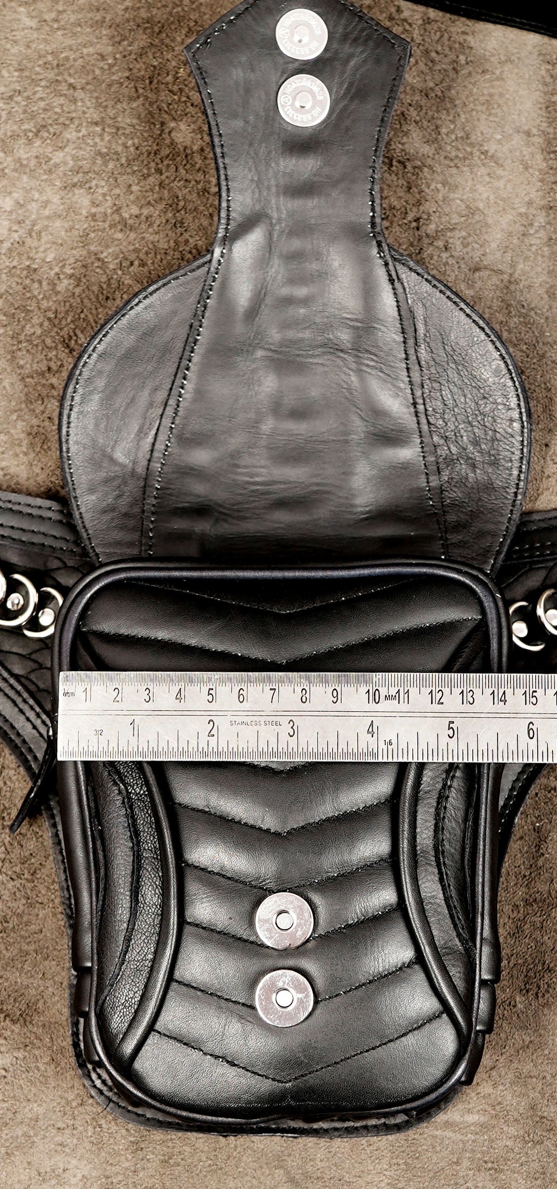 Concert ready leather hip pack with silver embellishments