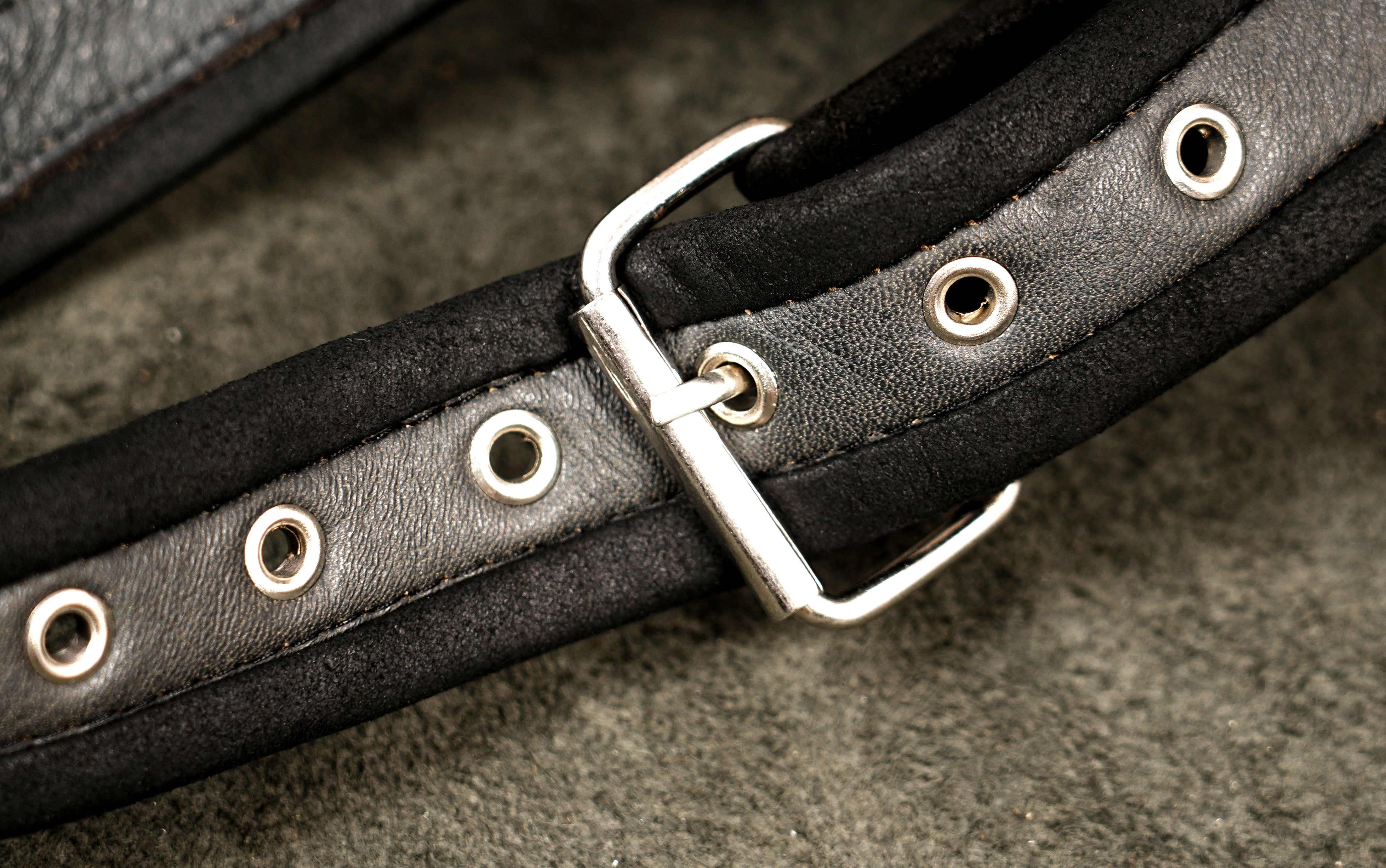 Convertible leather waist to thigh bag, full display