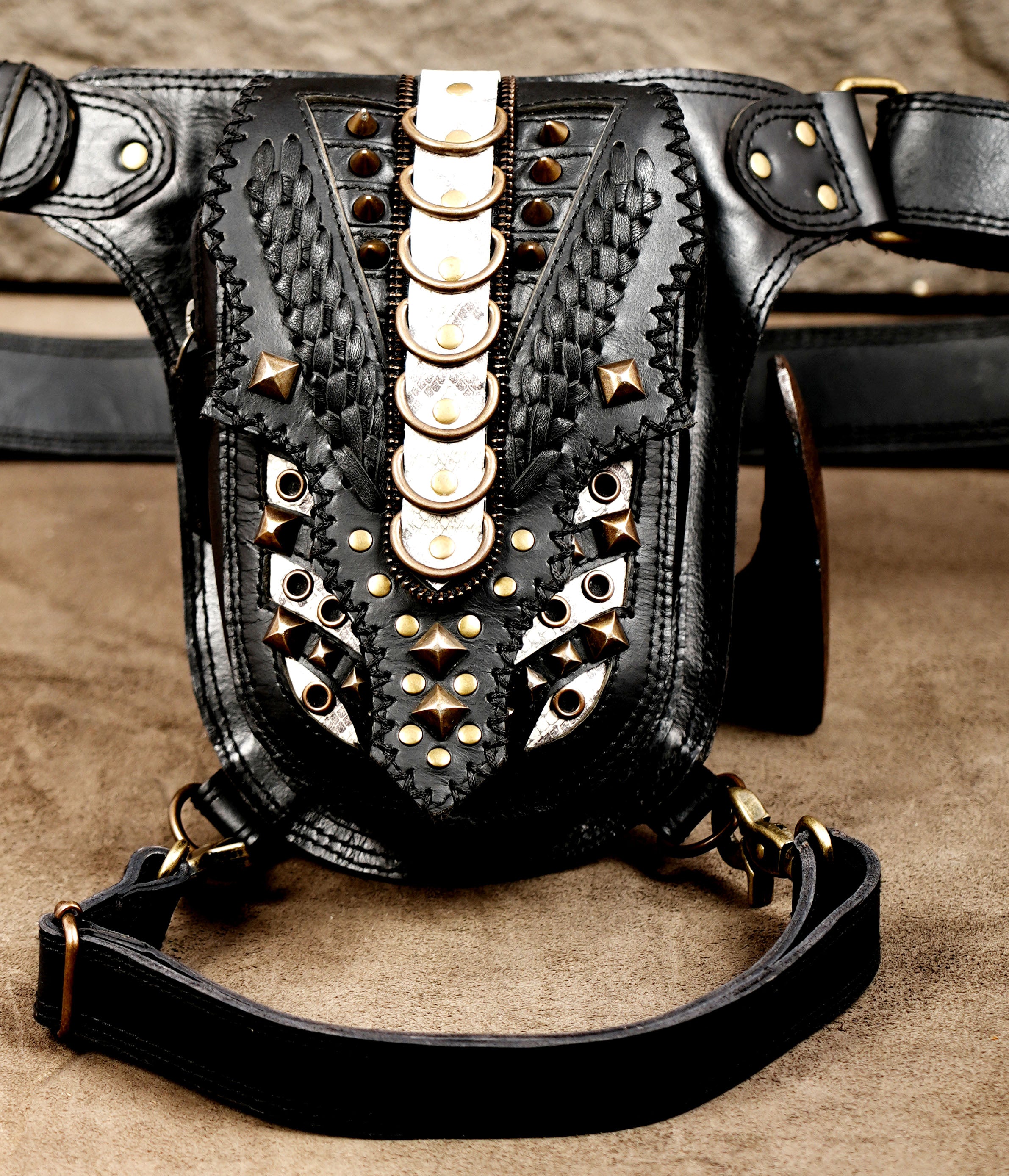 Cowrie shell leather waist bag for festivals and travel