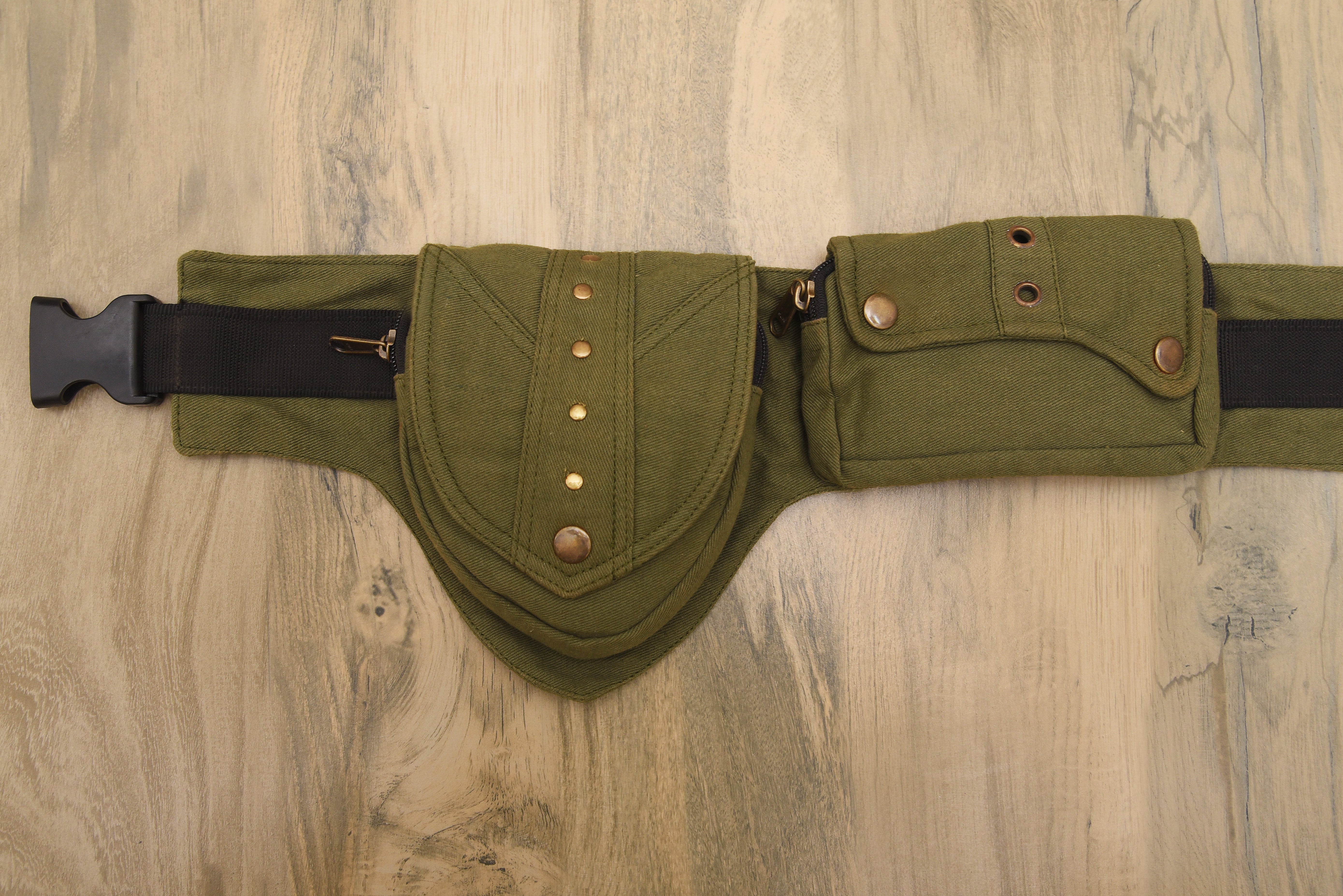 Olive Green Cotton Hip Belt Bag || Free Hand Bag for Men & Women || Travelling belt pouch || Handmade cotton belt pouch ||