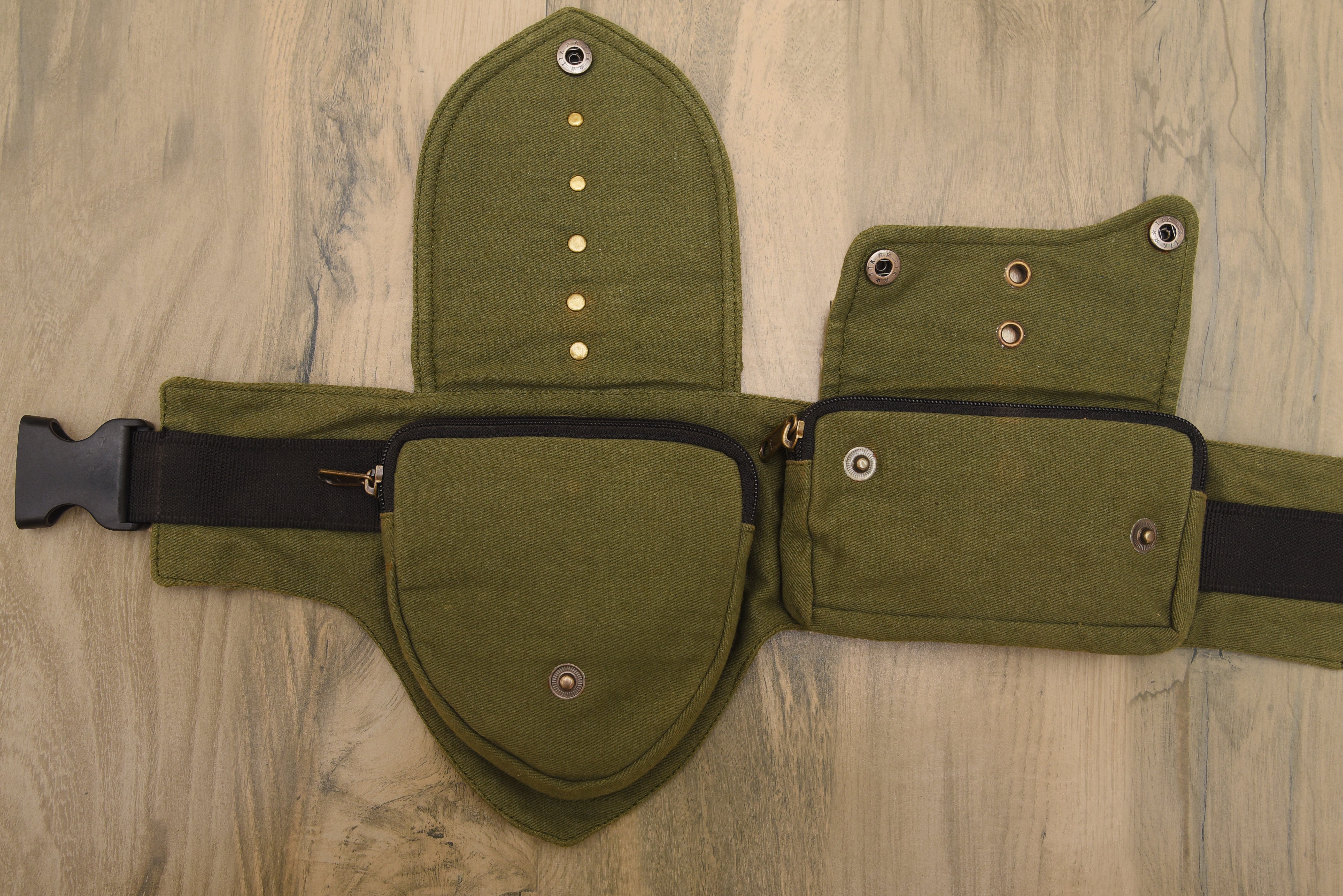 Olive Green Cotton Hip Belt Bag || Free Hand Bag for Men & Women || Travelling belt pouch || Handmade cotton belt pouch ||