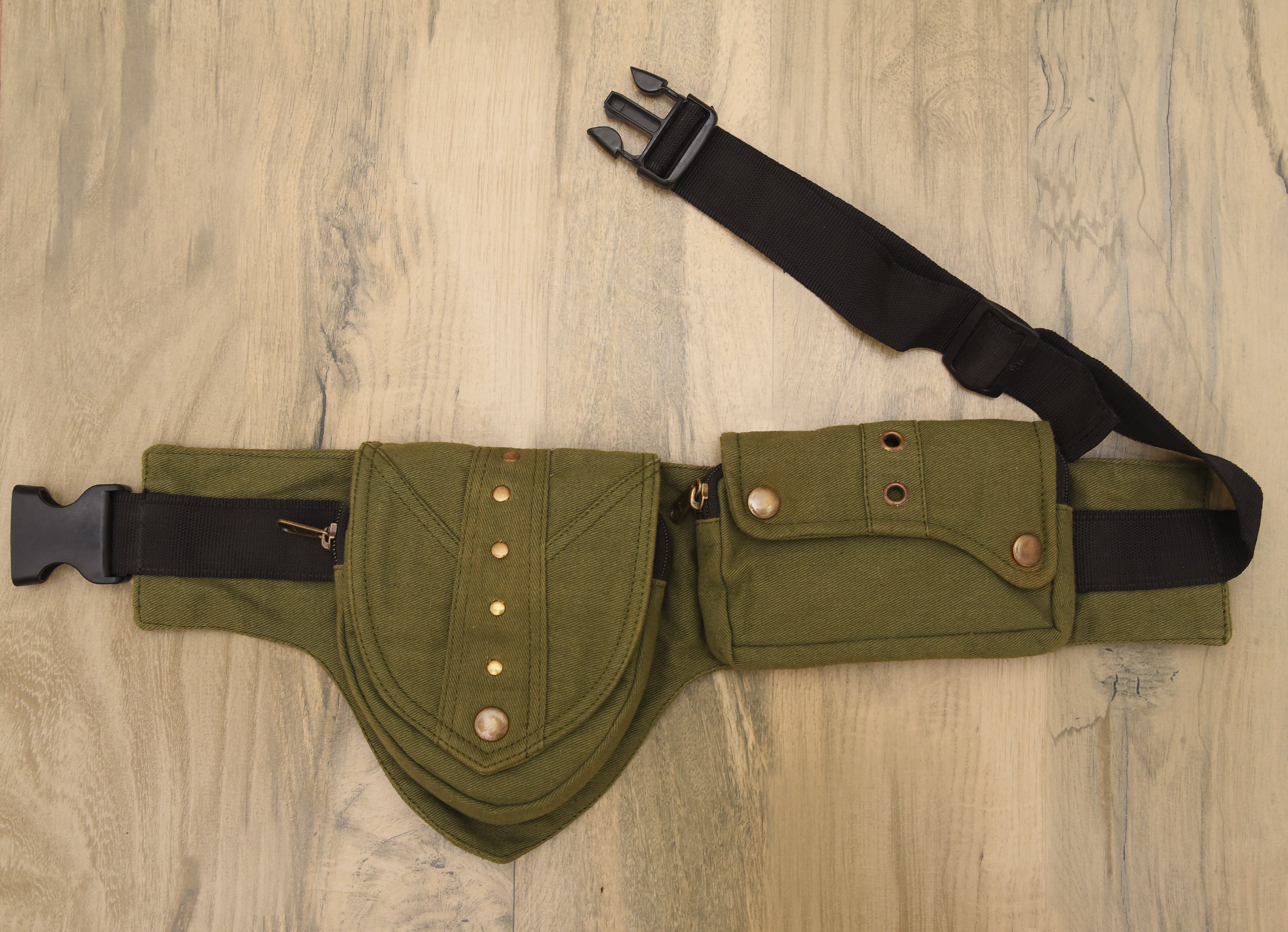 Olive Green Cotton Hip Belt Bag || Free Hand Bag for Men & Women || Travelling belt pouch || Handmade cotton belt pouch ||