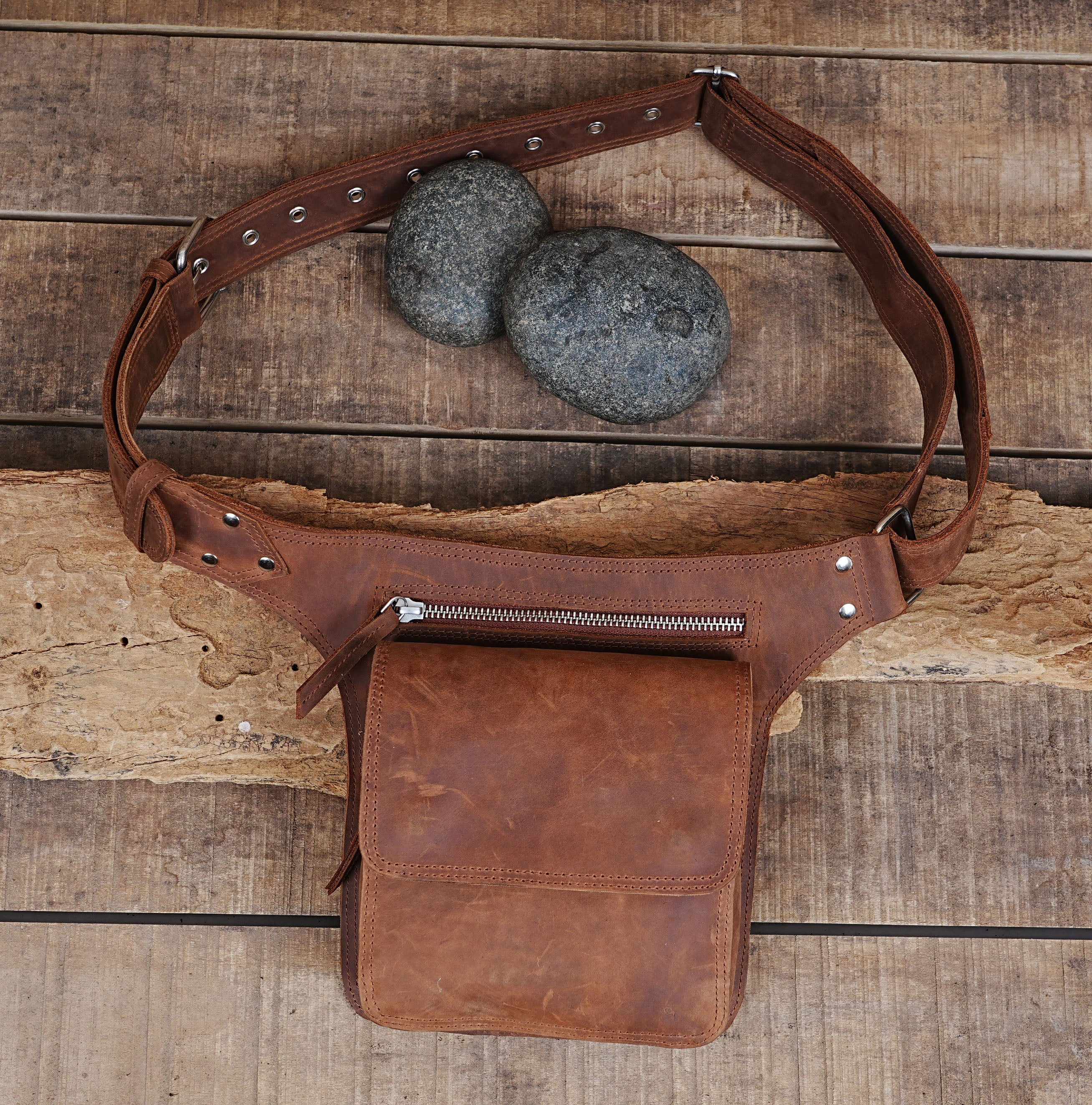 Unique Handmade leather Waist Bag with Adjustable belt Pouch || Hip Bag ||