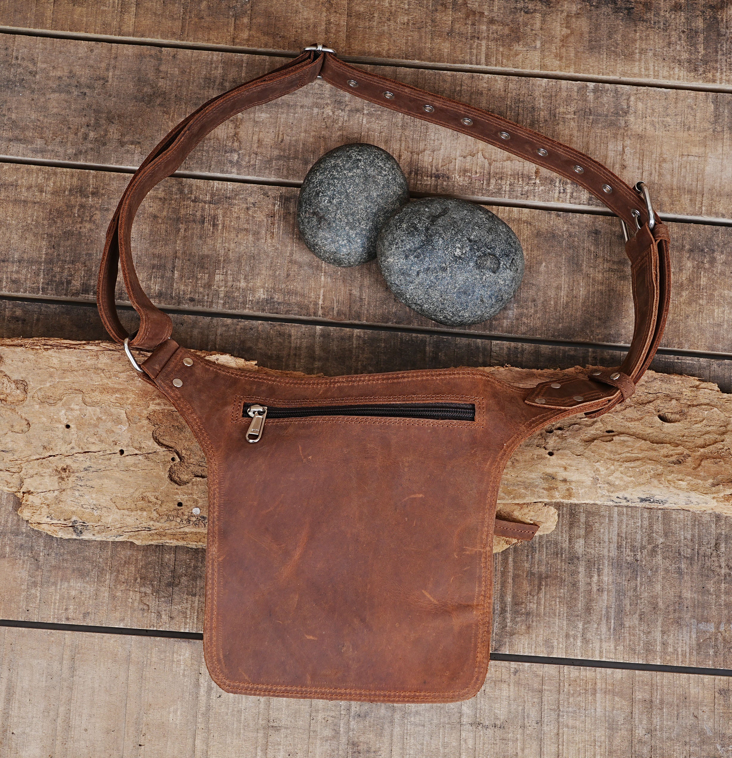 Unique Handmade leather Waist Bag with Adjustable belt Pouch || Hip Bag ||