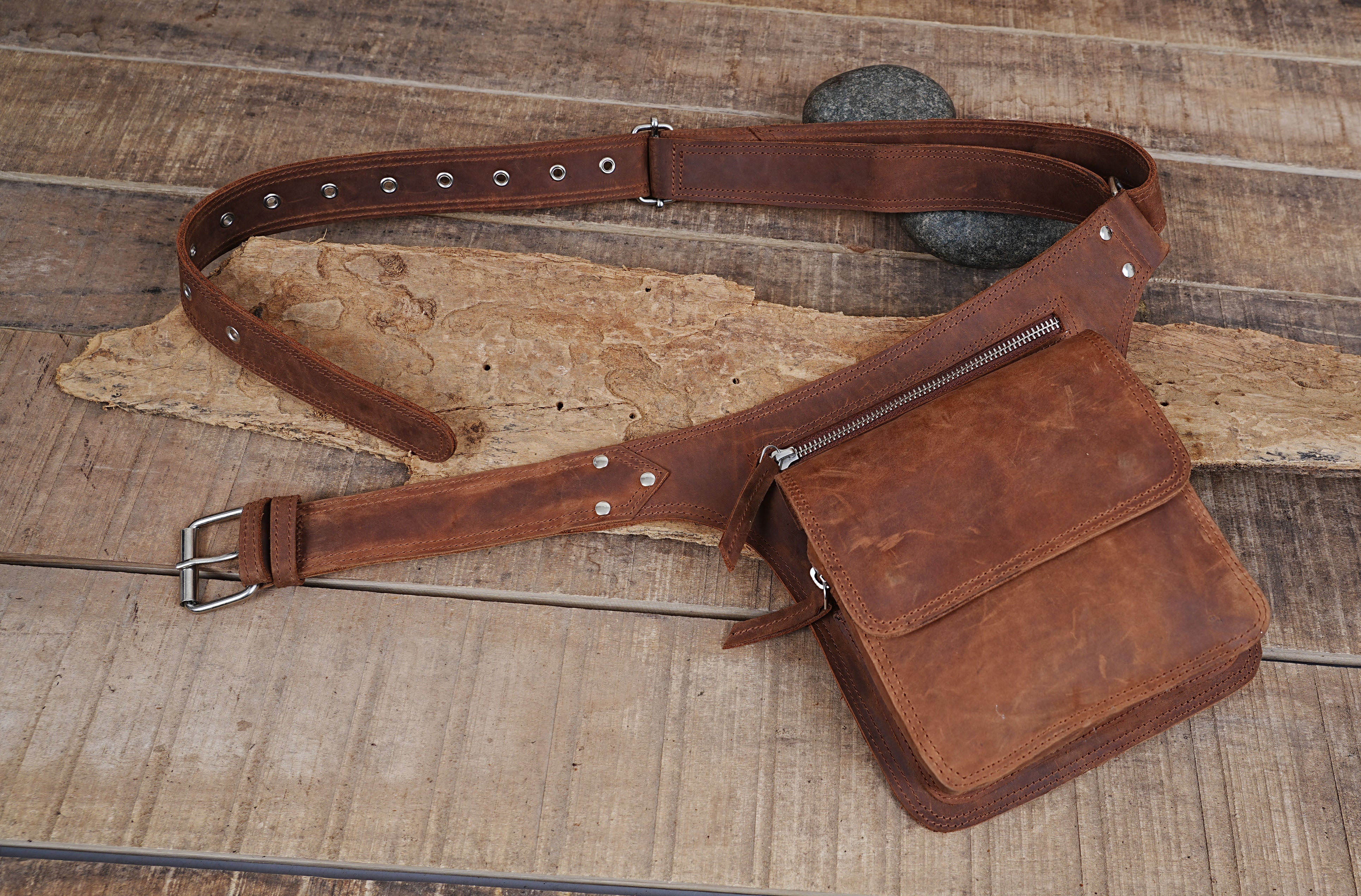 Unique Handmade leather Waist Bag with Adjustable belt Pouch || Hip Bag ||