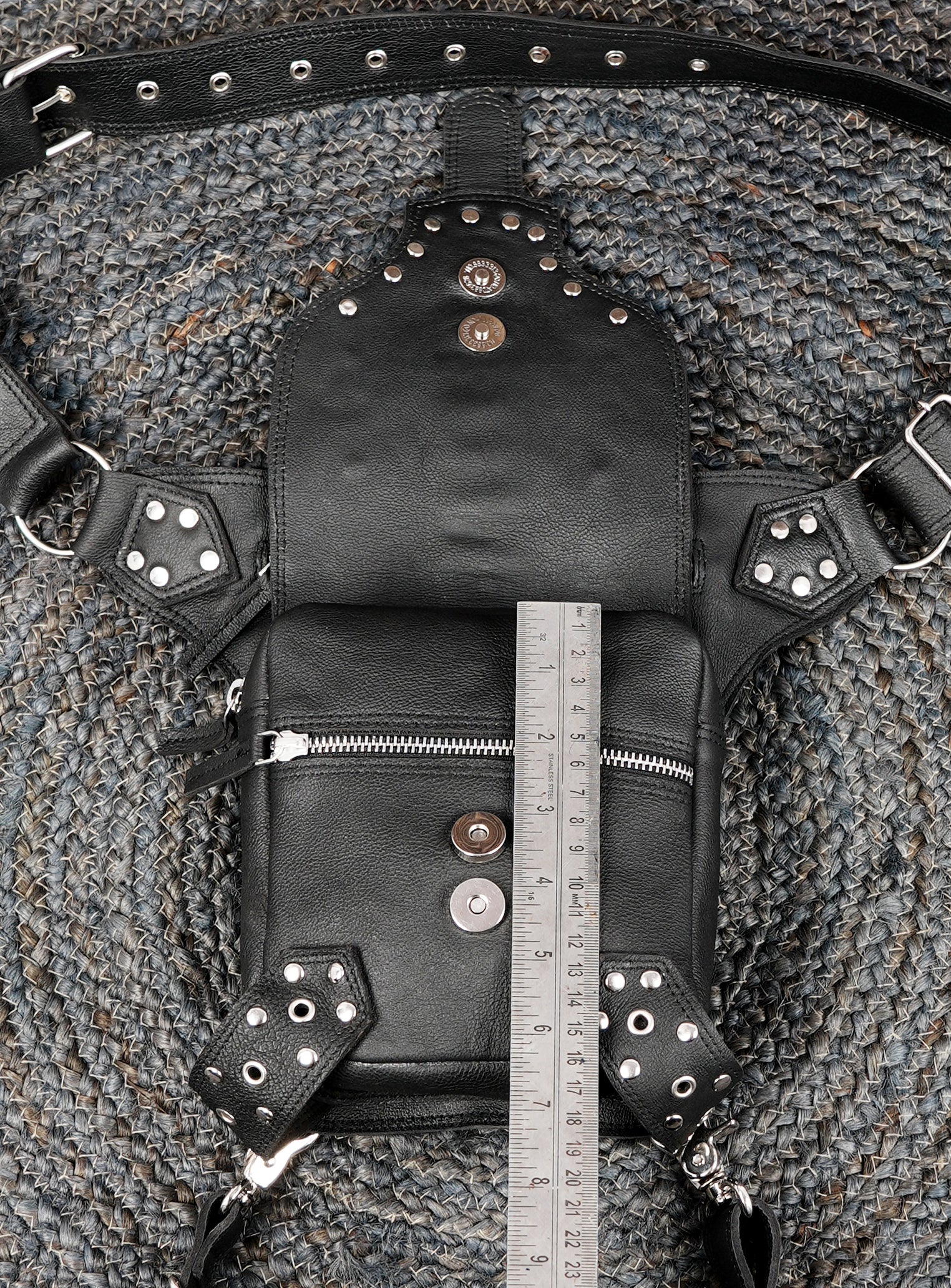 Handmade black leather thigh holster with adjustable waist strap