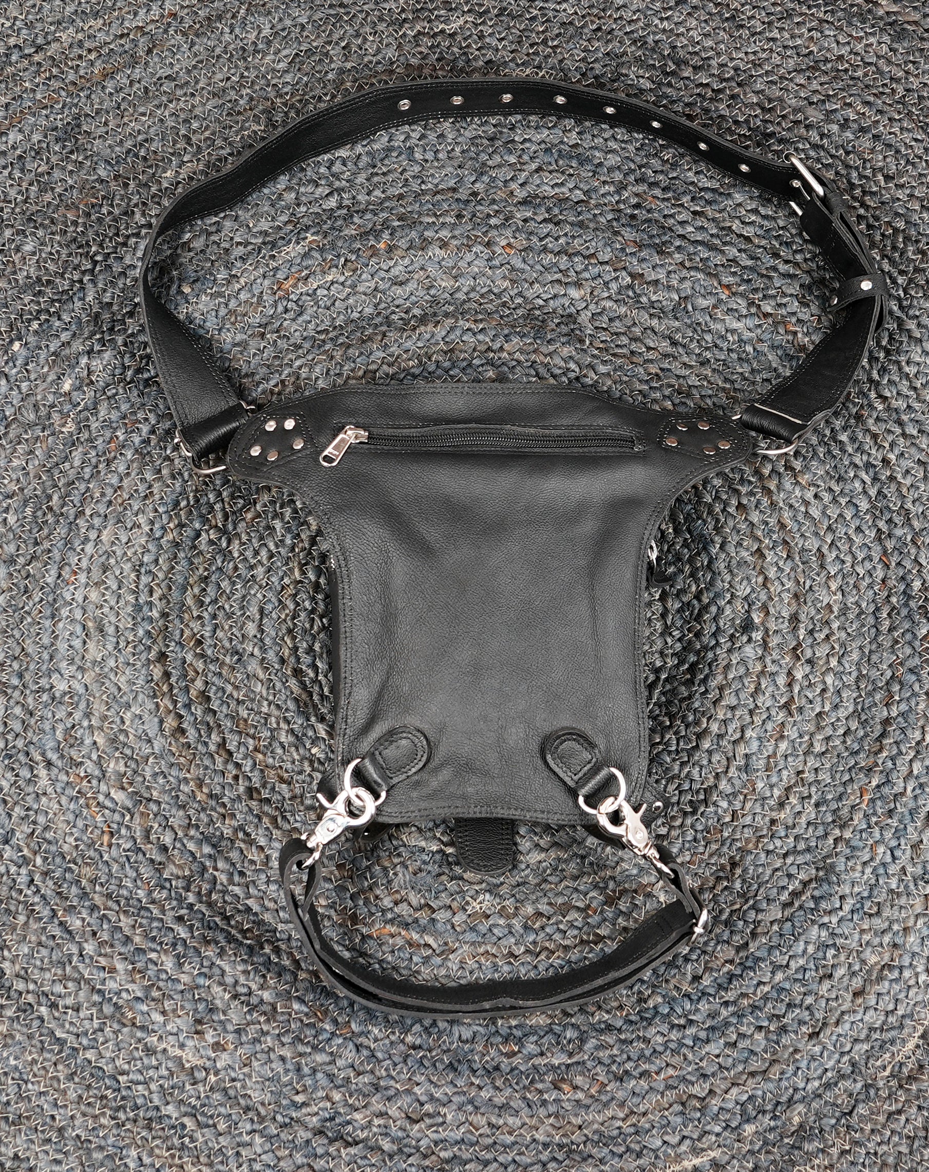 Festival waist belt with waist buckle and leg strap attachment