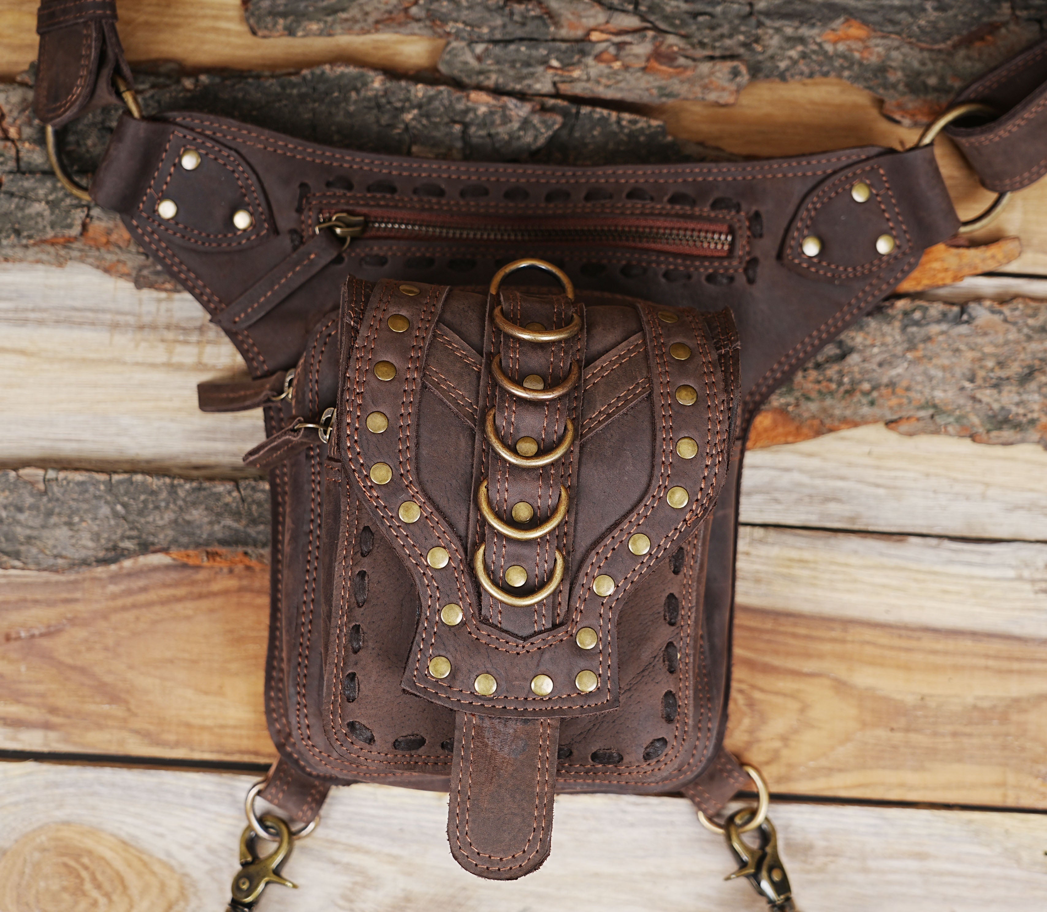 Leather Utility Belt | Festival Pocket Belt | Travel Hip Belt |Leather belt pouch